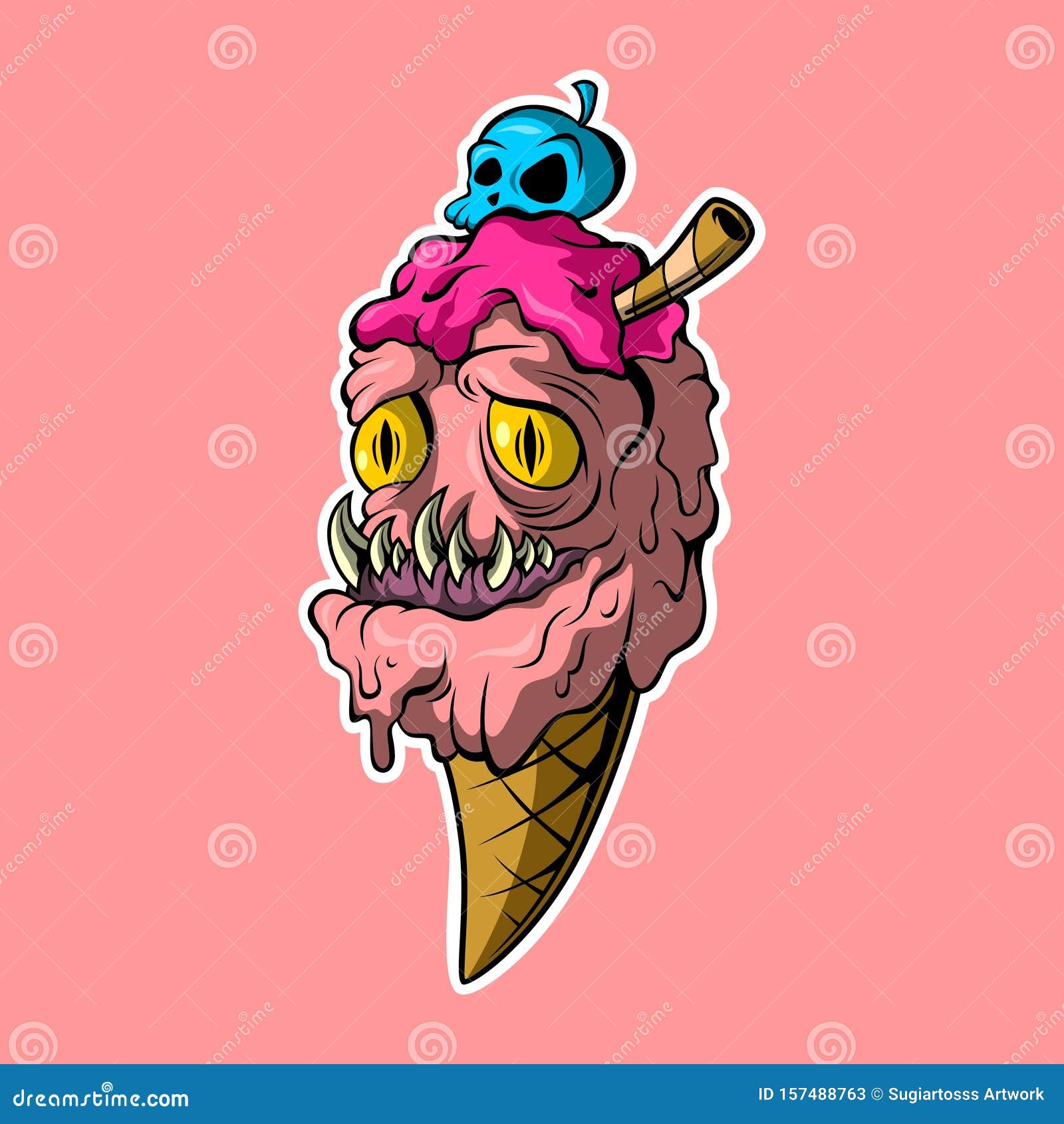 Deadly ice cream design stock vector. Illustration of freak - 157488763