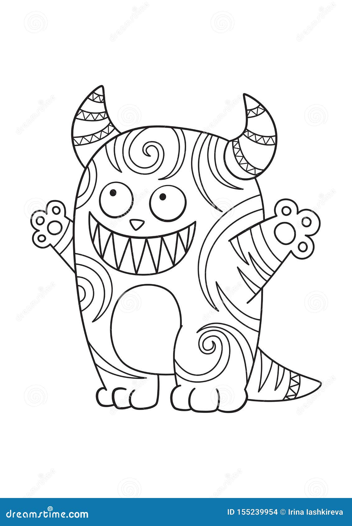 Monster Doodle Coloring Book Page Stock Illustration - Illustration of