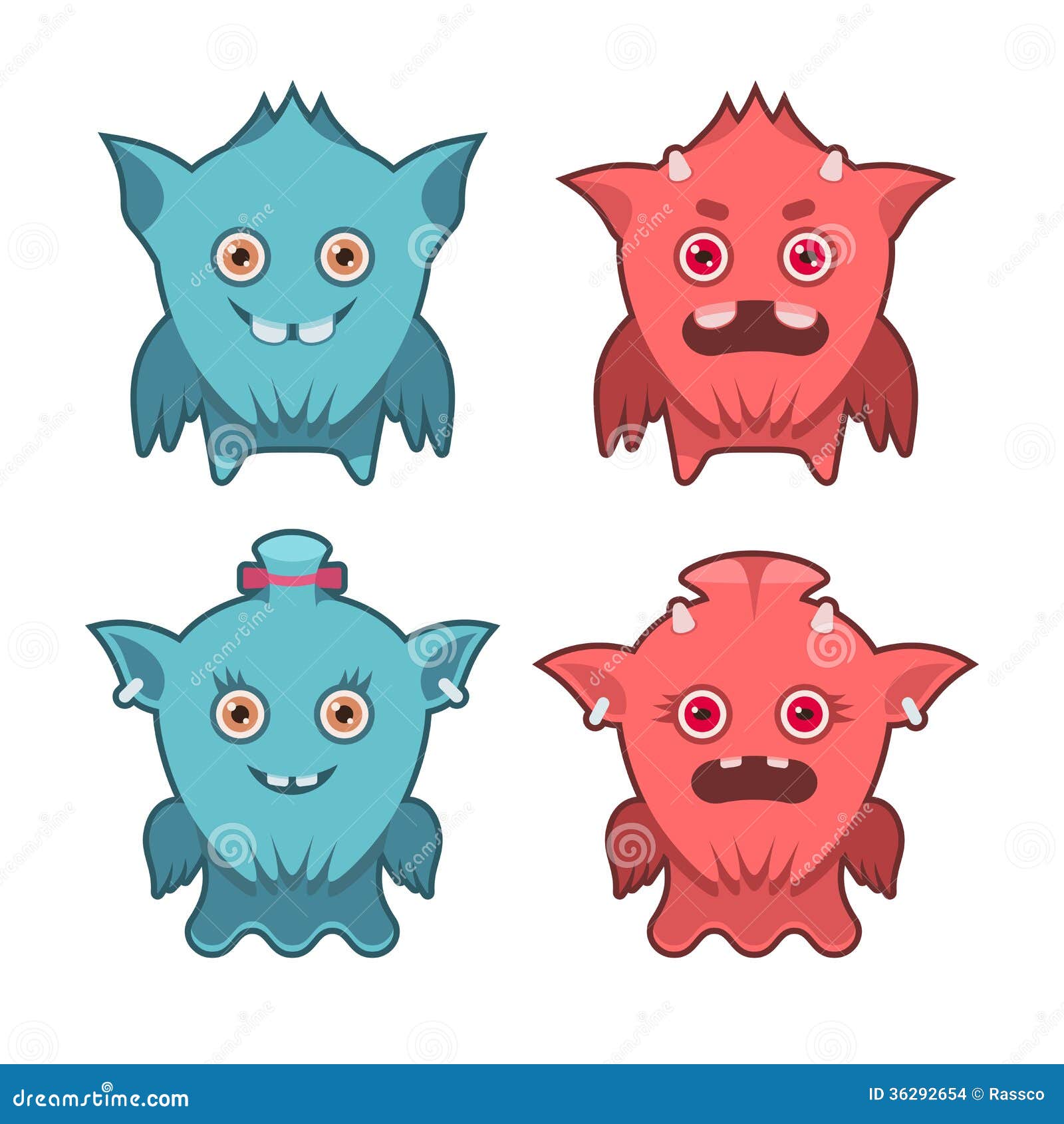 Monster emotions set stock vector. Illustration of pretty - 36292654