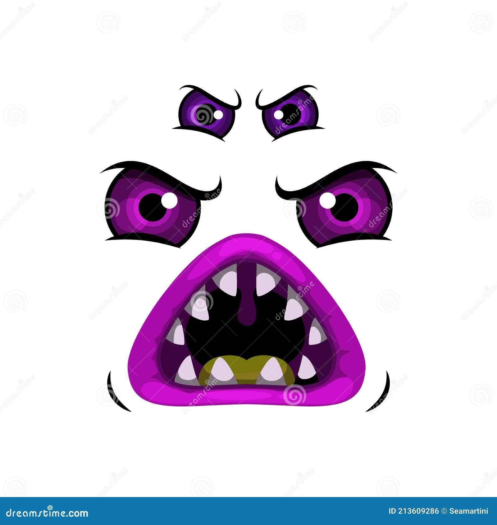 Monster with Frowning Face and Scary Eyes Stock Image - Image of magician,  fairy: 125957257