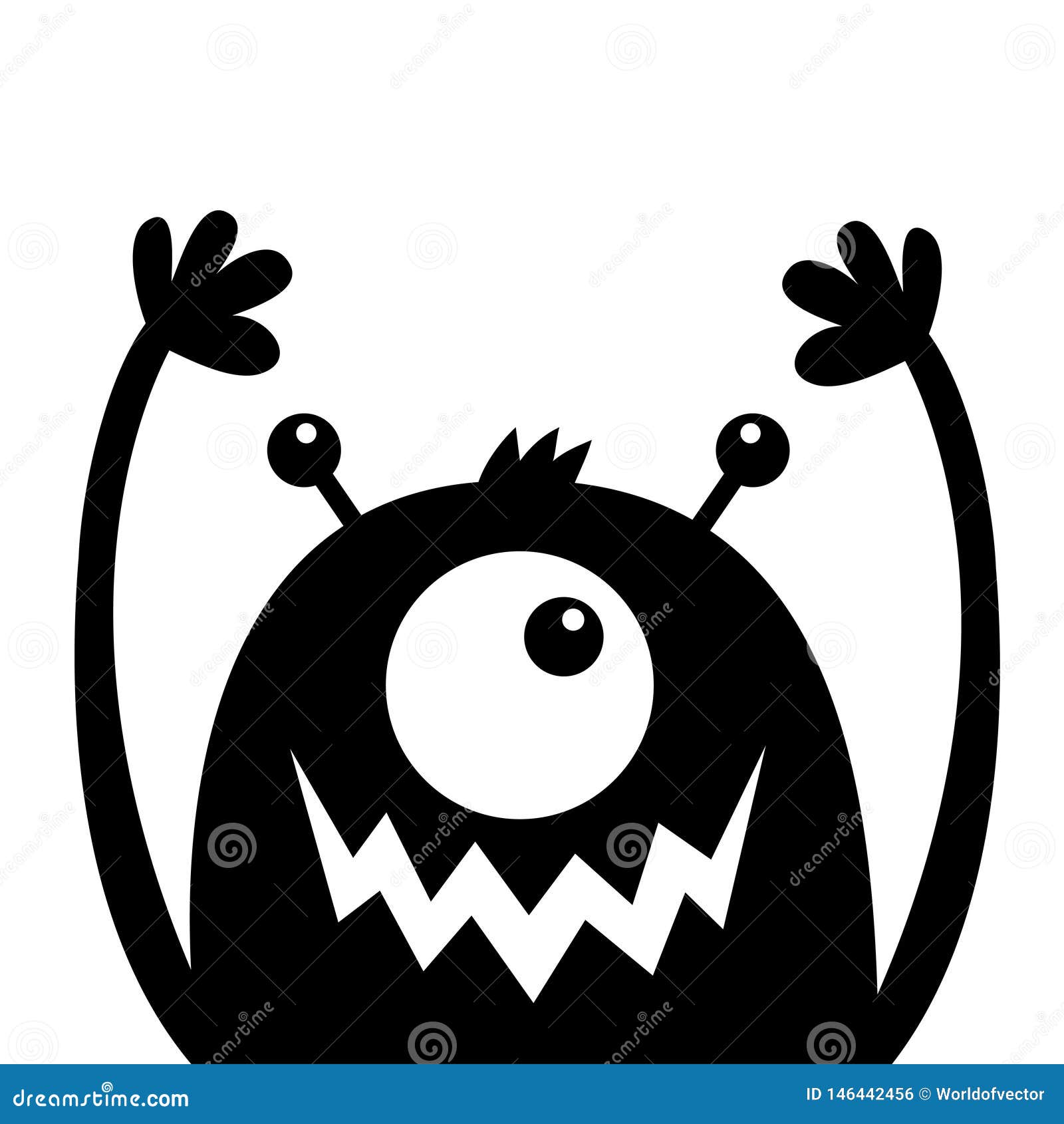 Download Monster Head Black Silhouette. One Eye, Teeth Fang Mouth ...