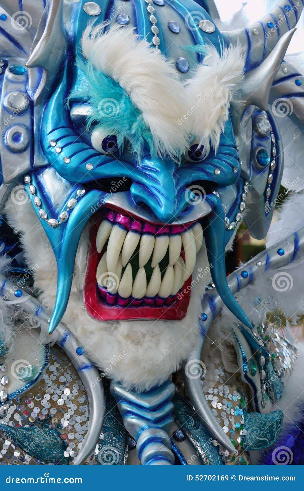 monster mask in carnival of guerra (dominican republic)