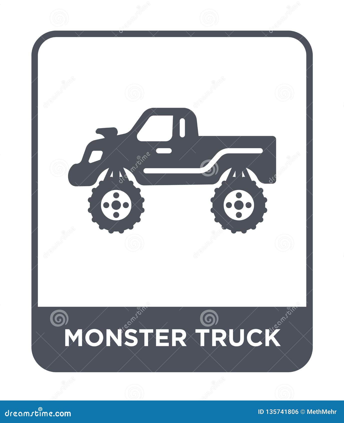 Cartoon Monster Truck Isolated on White Background, Vectors