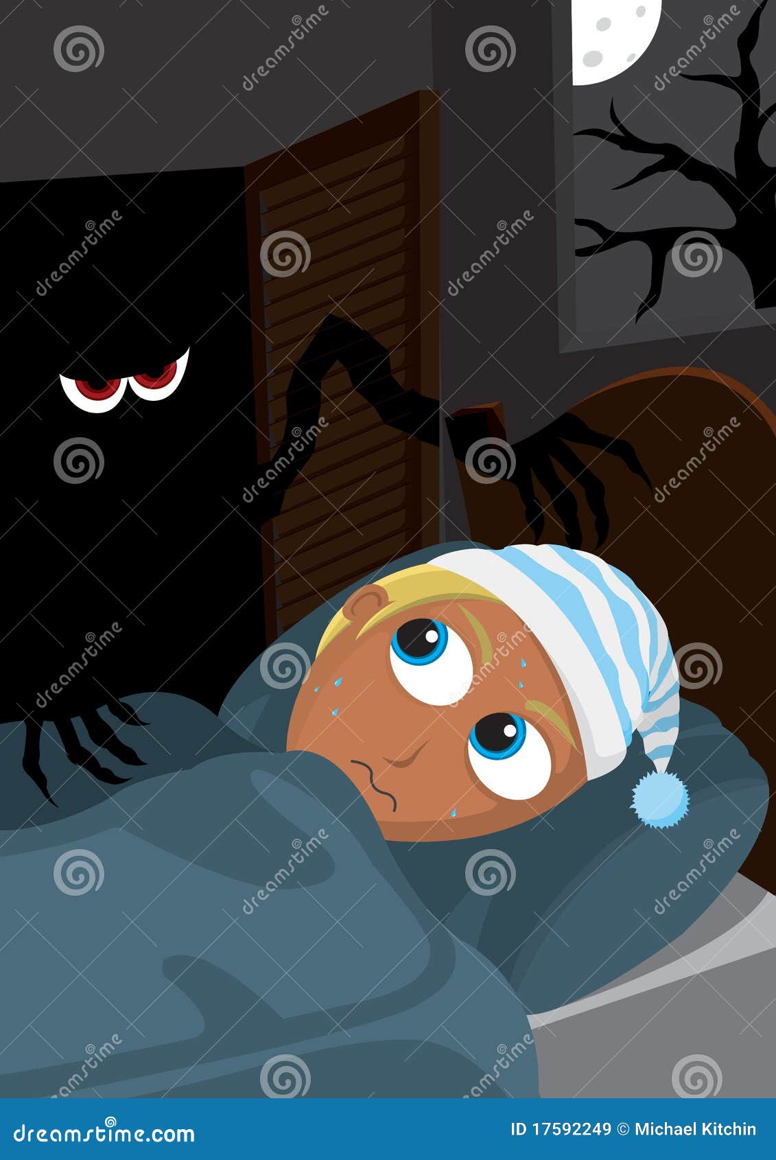 Haunted room with monster in wardrobe cartoon 12746989 Vector Art at  Vecteezy