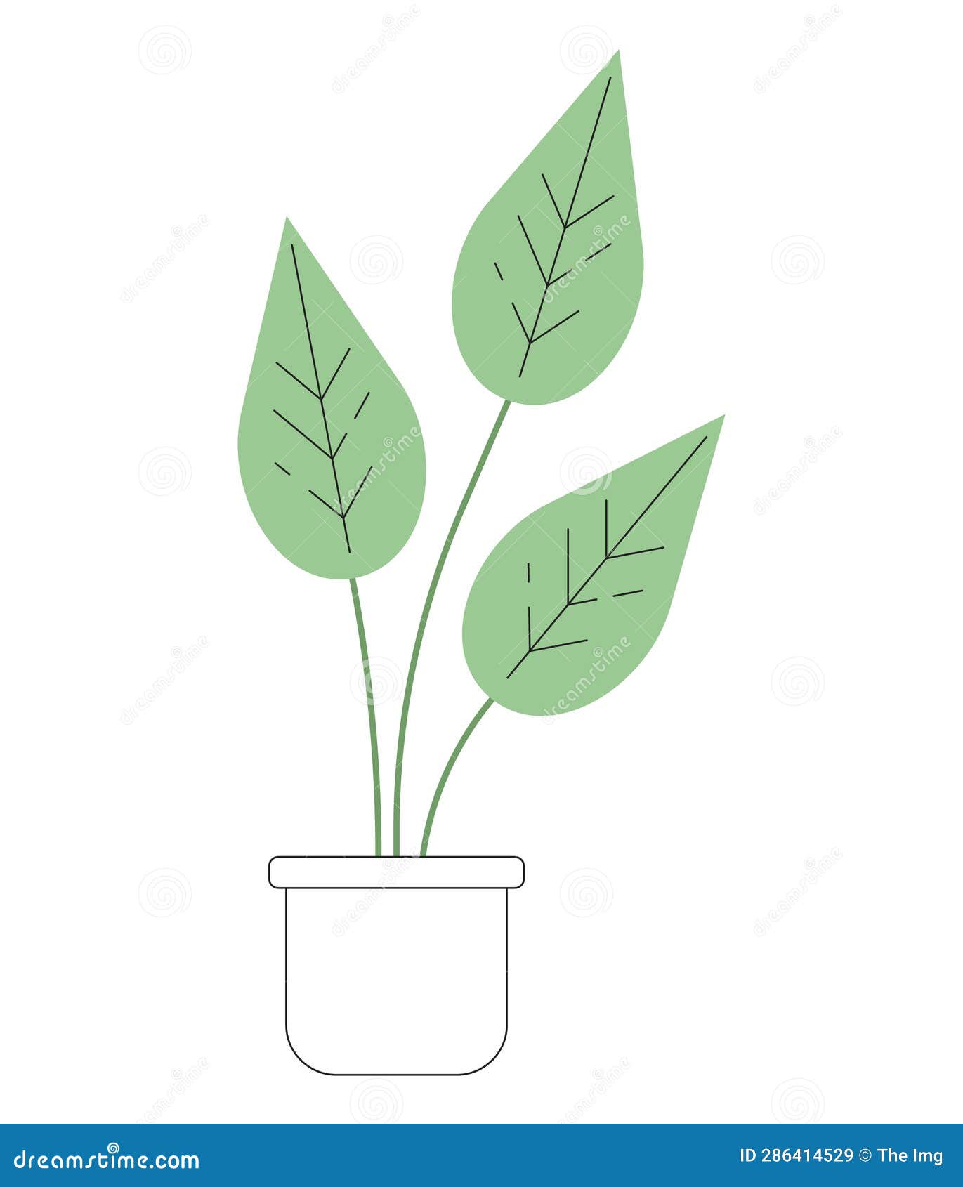 monstera plant in pot monochrome flat  object