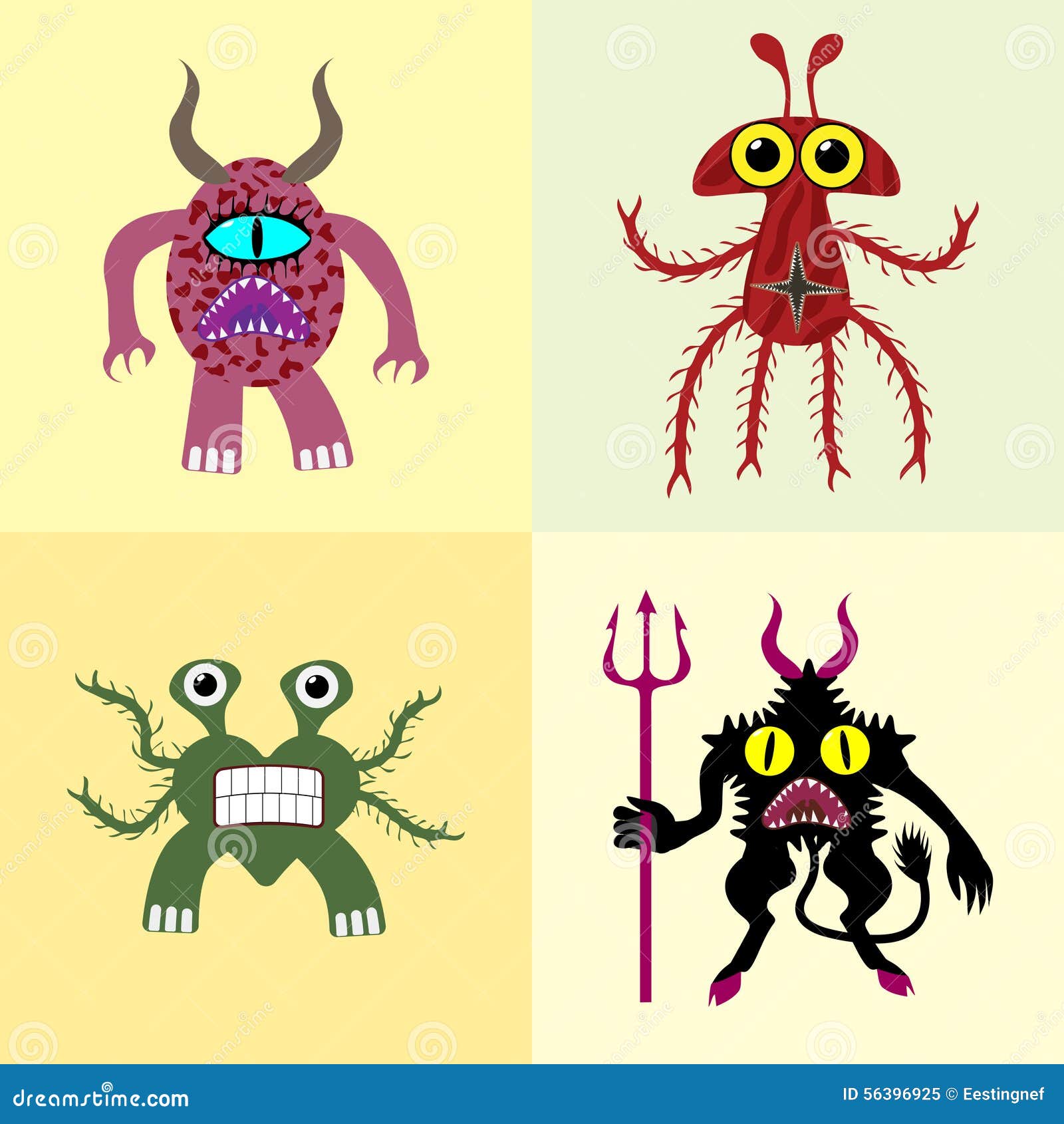 Abstract monsters set. Vector illustration