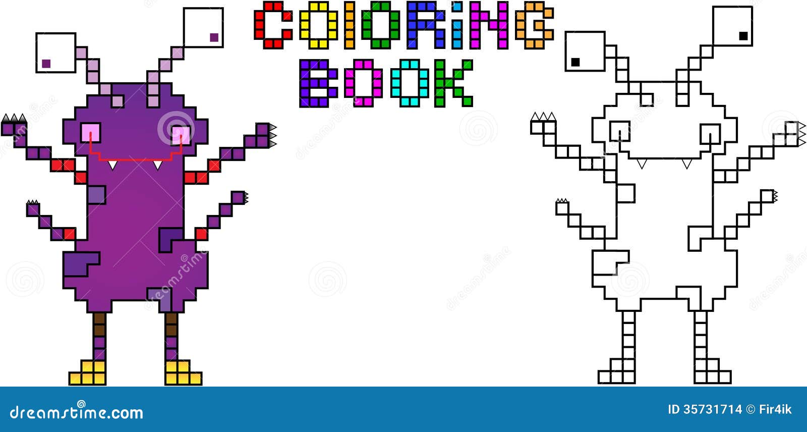 Monstre Quatri¨me De Pixel De Livre De Coloriage stock livre monstre pixel