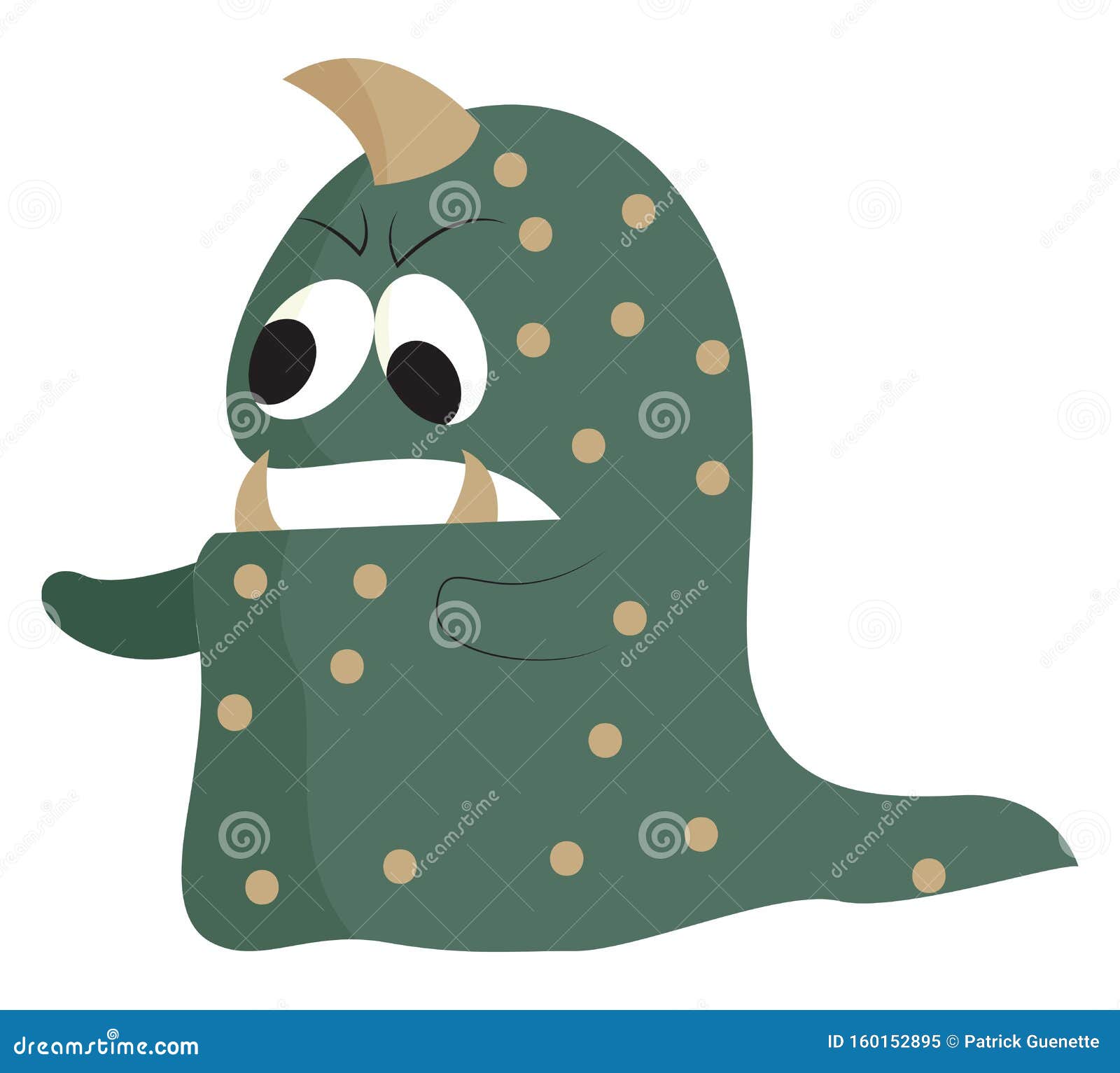 Monstre Vert Et Brun Avec Une Corne A L Air Terrifiant Vectoriel Ou Illustration Couleur Illustration De Vecteur Illustration Du Creature Animal