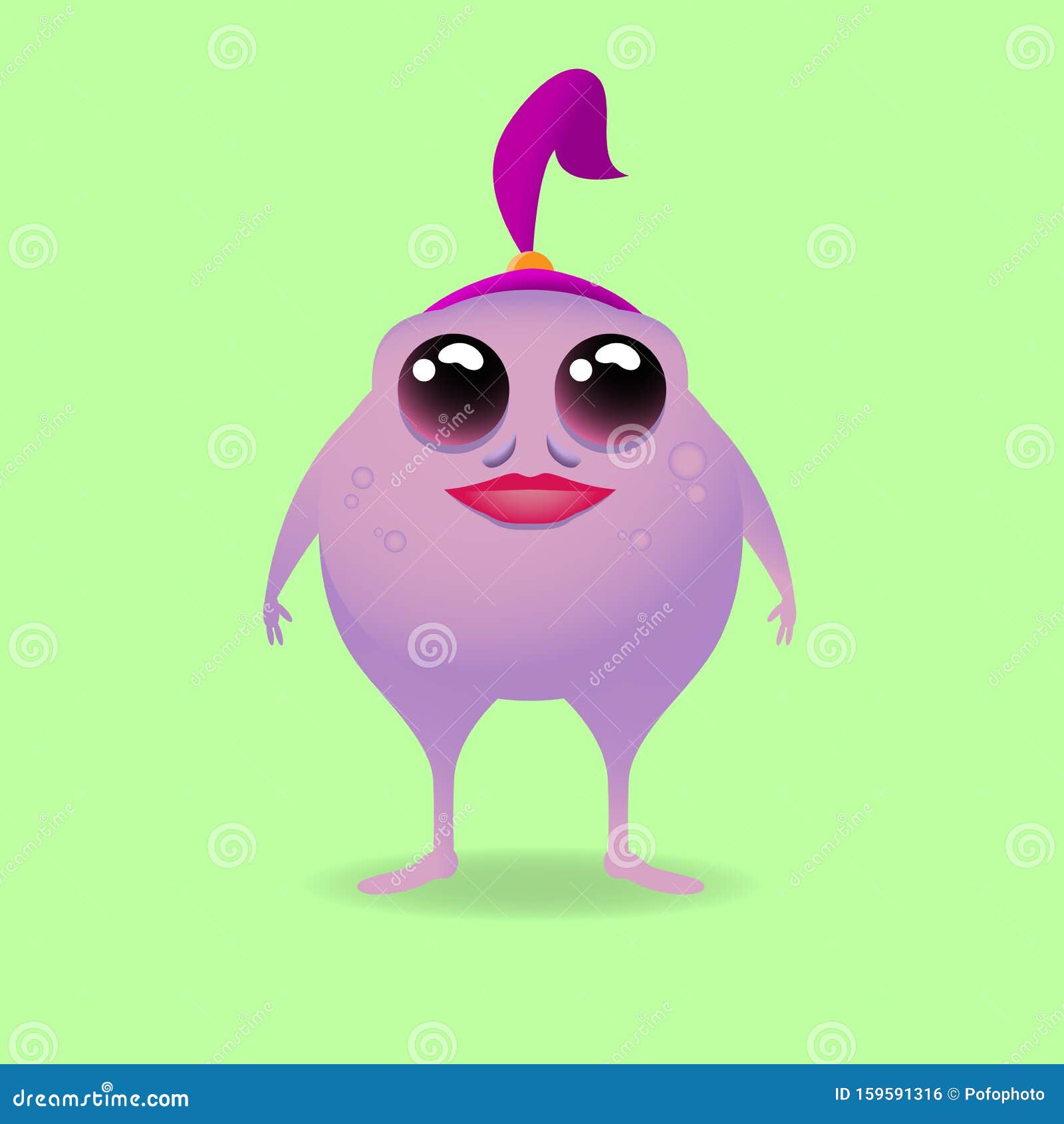 Personagem de desenho animado de monstro alienígena roxo com boca