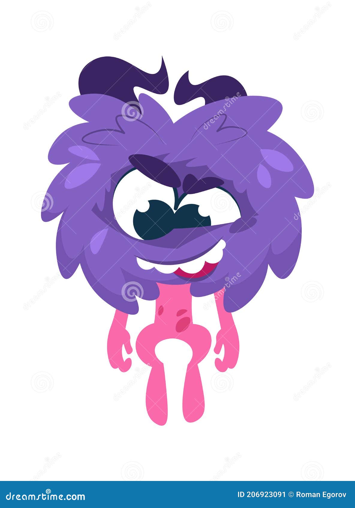 Personagem de desenho animado monstro alienígena roxo com dentes