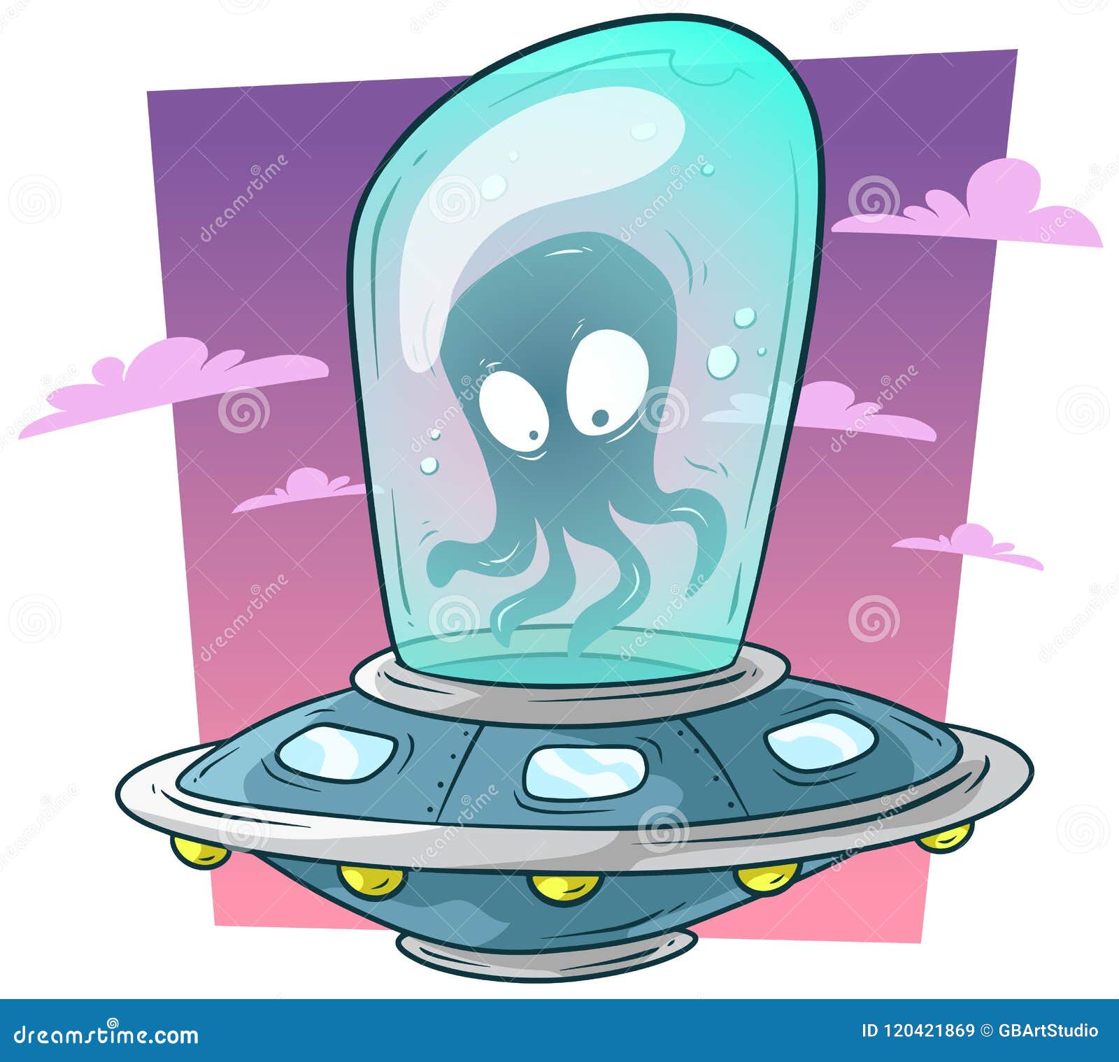 Alien bonito com ilustração vetorial de desenho animado de telefone.