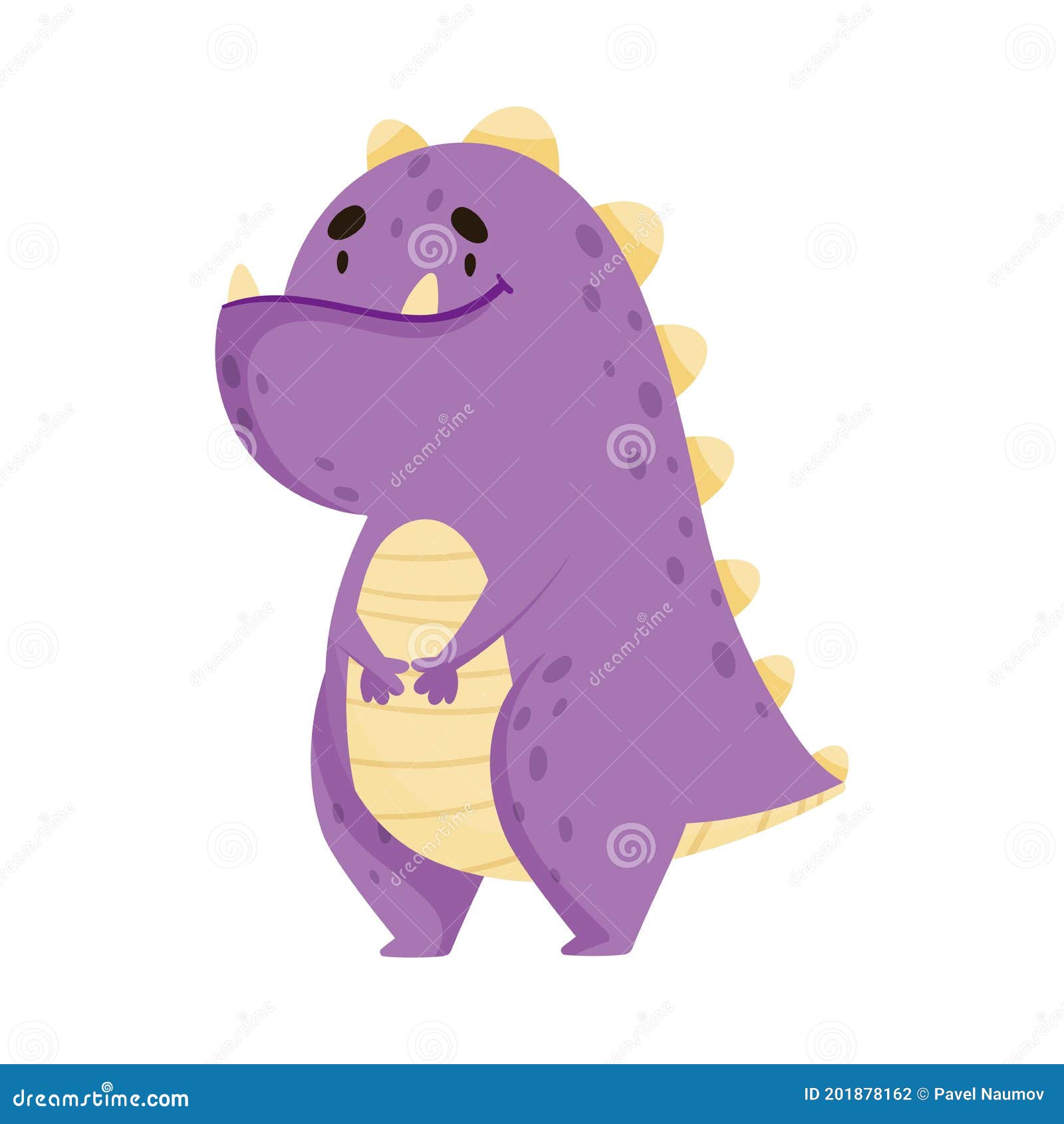 Desenho de dinossauro roxo fofo em pé