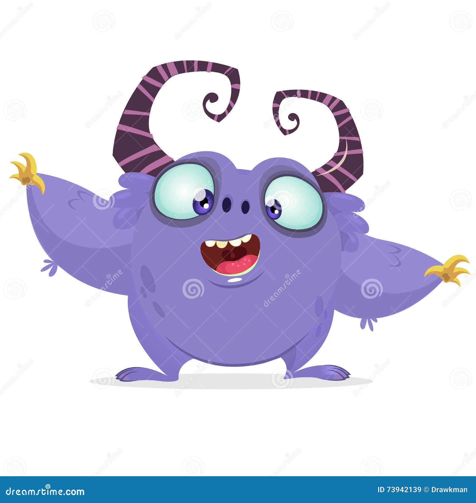 Ilustração Do Desenho Animado Do Vetor Do Monstro Roxo Com Uma