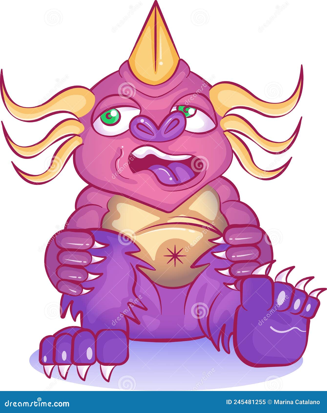  of pink and violet idle monster with horns