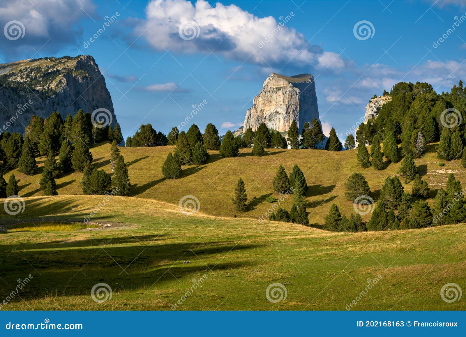 mont aiguille and the vercors high plateaus in summer. vercors regional natural park, isere, alps, france