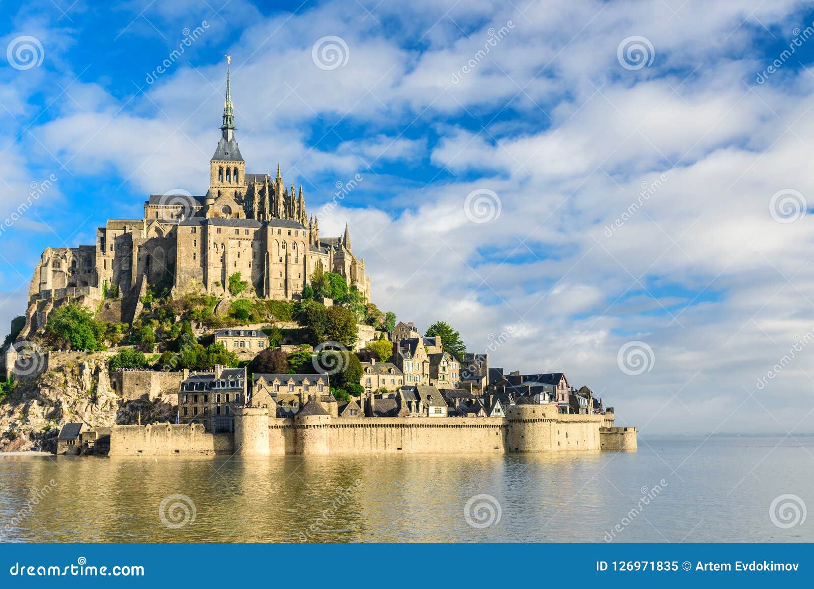 mont saint michel abbey on the island, normandy, northern france, europe
