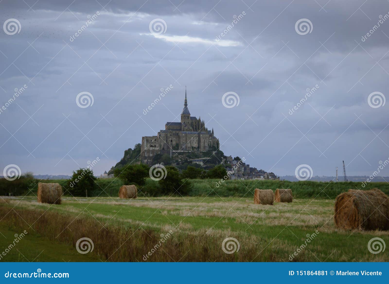 the mont saint michel from the field. france