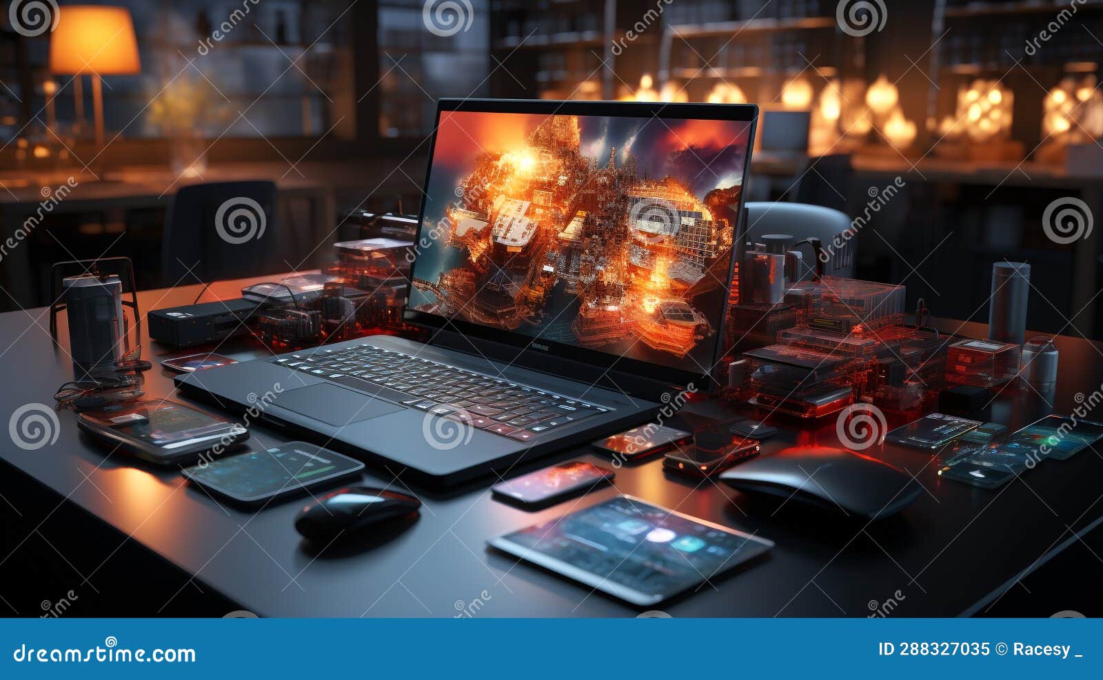 A Montage of Different Gadget Devices. Generative AI Stock Illustration