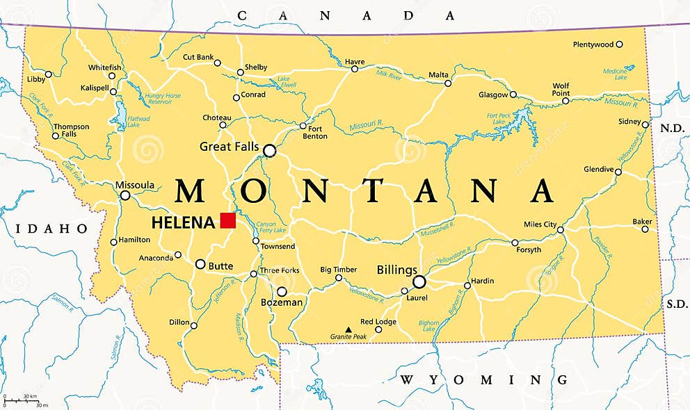 Montana Mt Carte Politique Nous état Grand Ciel Pays Illustration de ...