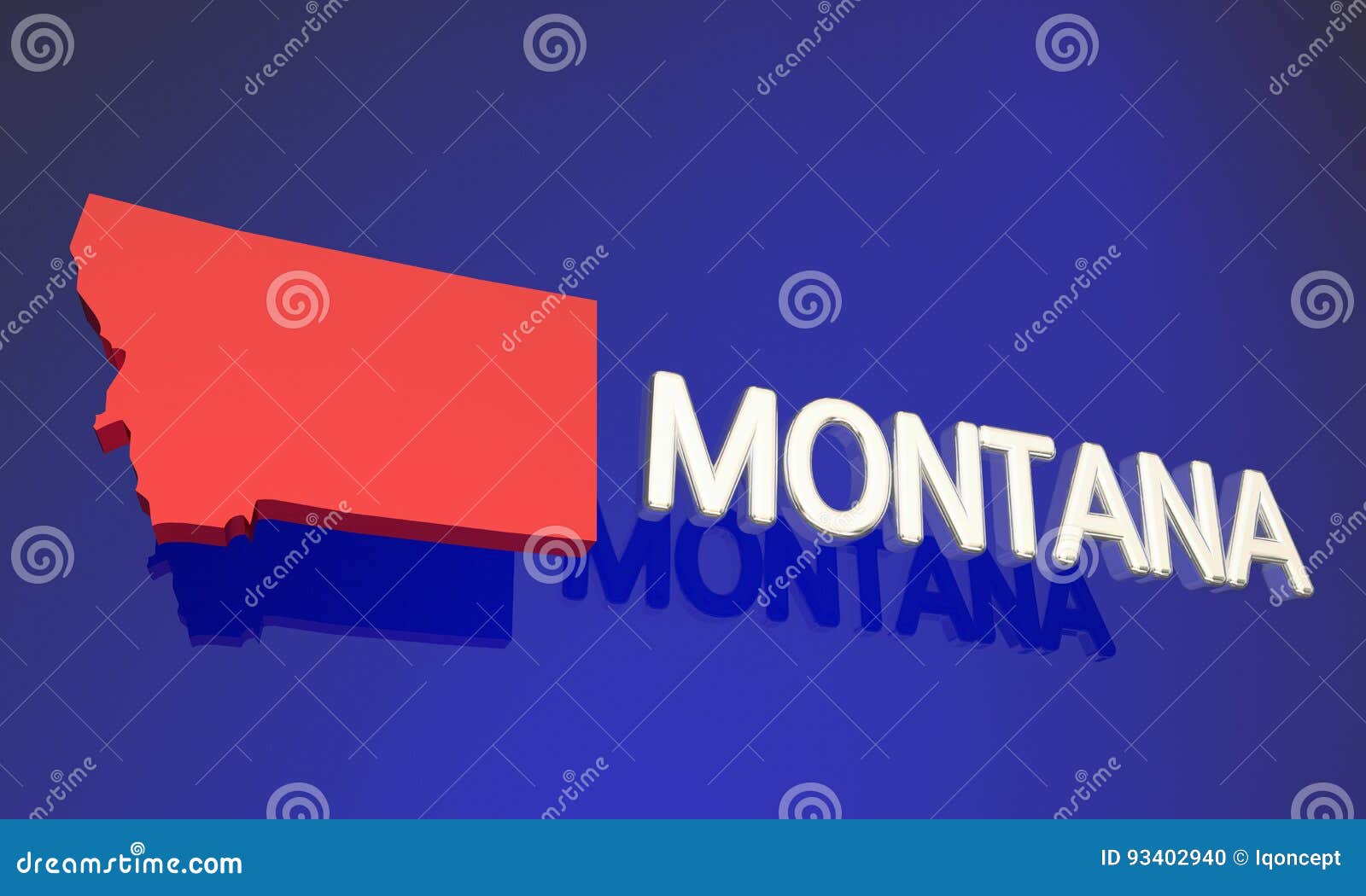 Montana MT Red State Map Name Stock Illustration Illustration of