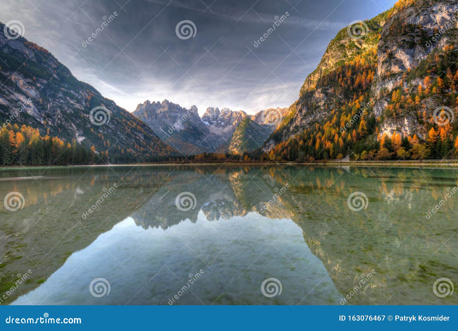 monte cristallo mountains in the autumnal scenery of the dolomites, south tyrol. italy