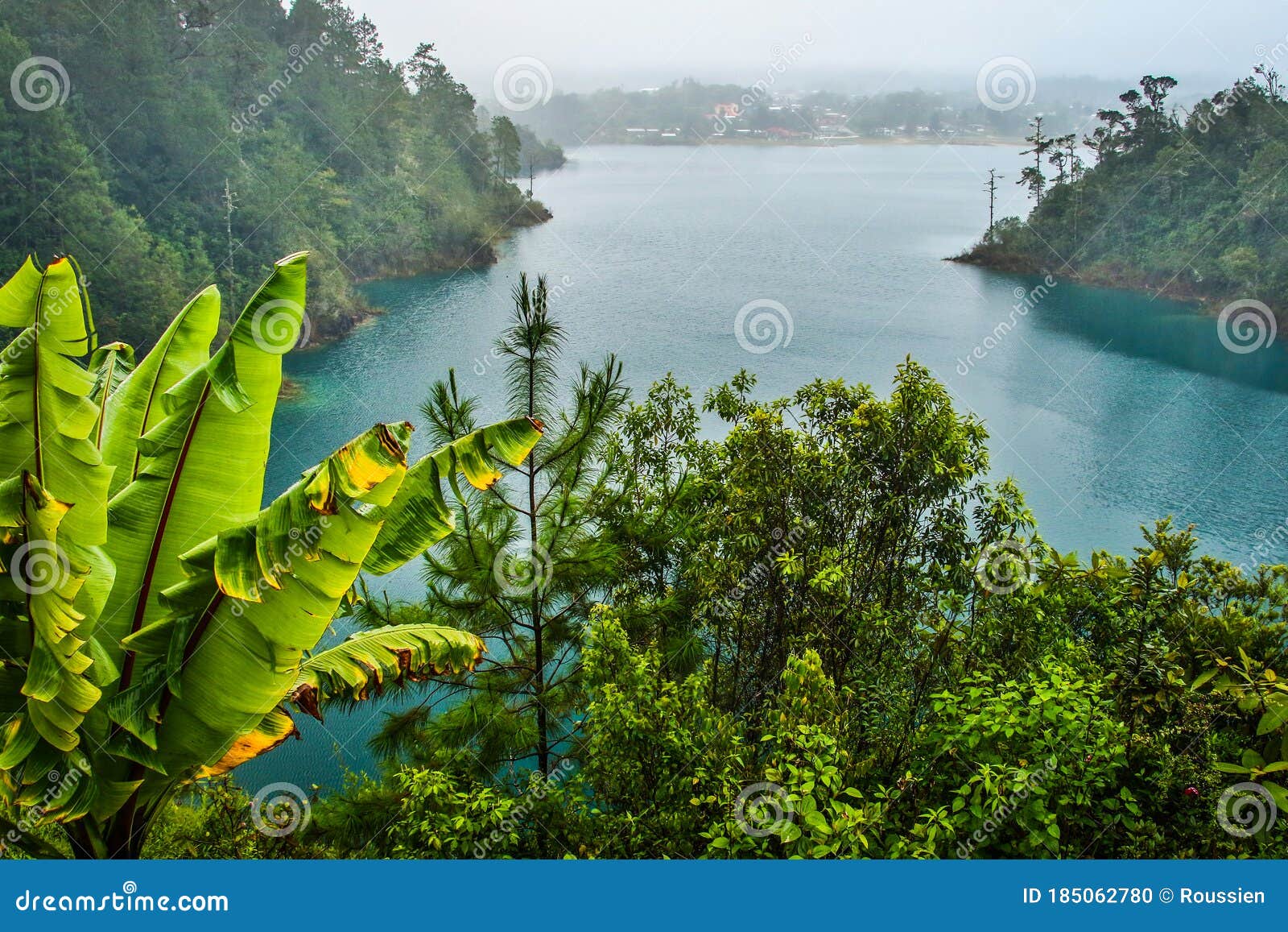 montebello lake on the border of mexico and belize in cloudy day