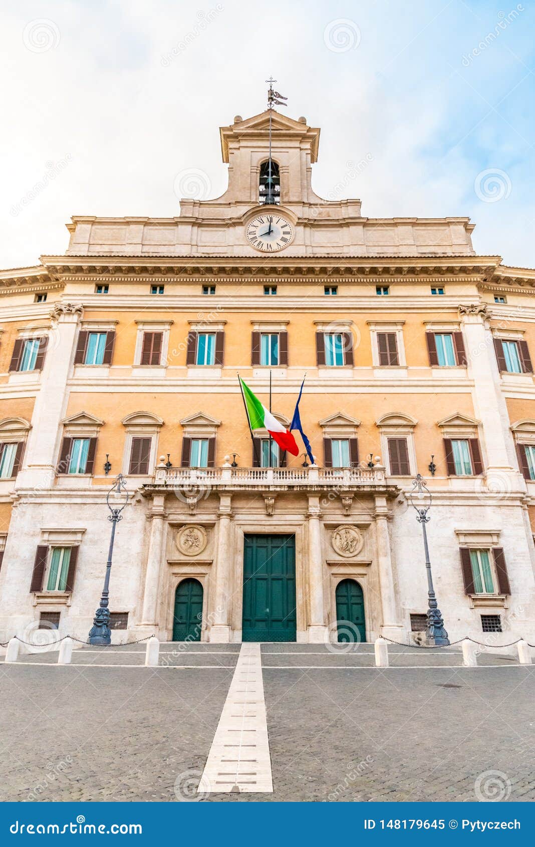 Montecitorio Palace, seat of Italian Chamber of Deputies. Italian Parliament building, Rome, Italy.