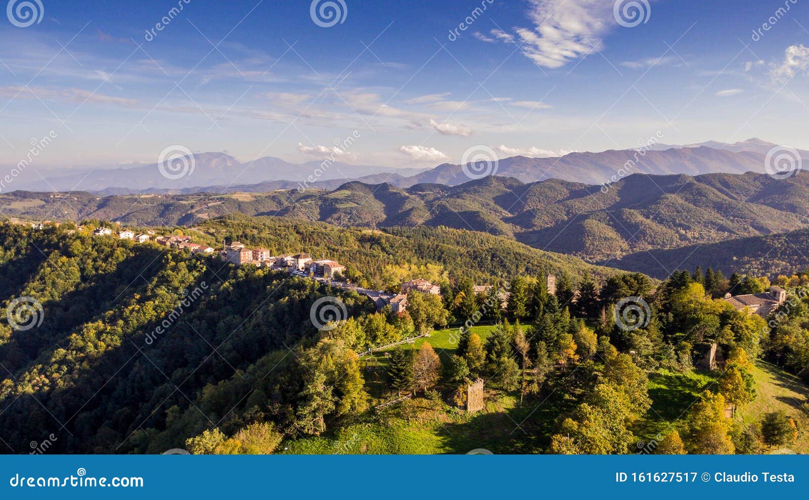 montemonaco and sibillini mountains from above