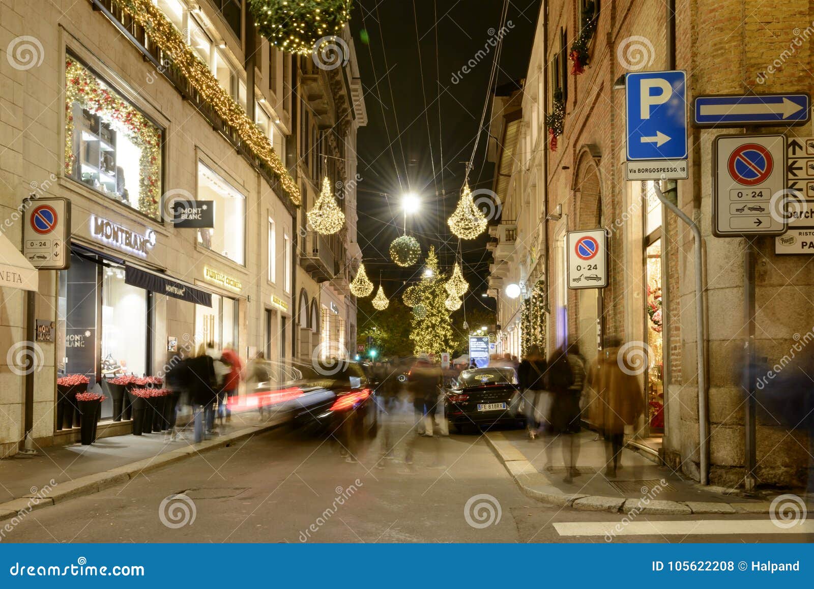 Montenapoleone Street with Xmas Time Lights , Milan, Italy Editorial ...
