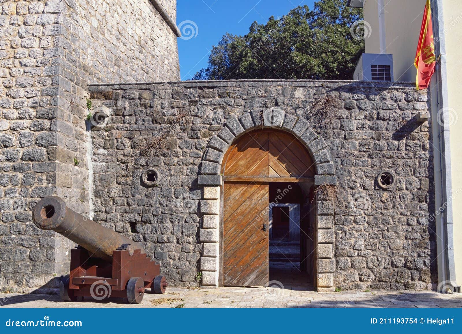 montenegro, tivat city. medieval summer house of the buca family.  entrance door