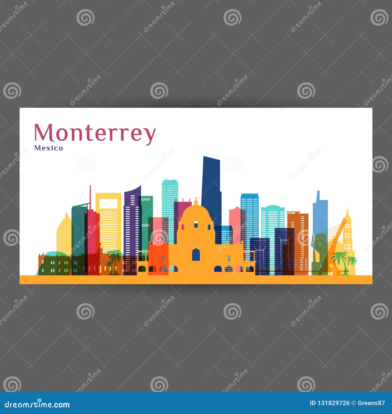 monterrey city architecture silhouette.