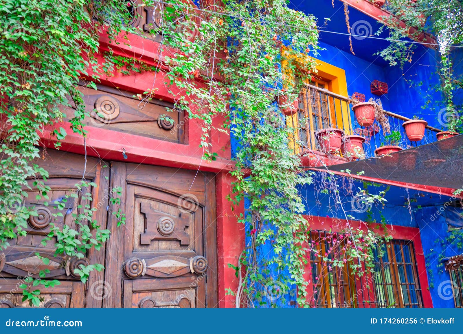monterrey, colorful historic buildings in the center of the old city barrio antiguo