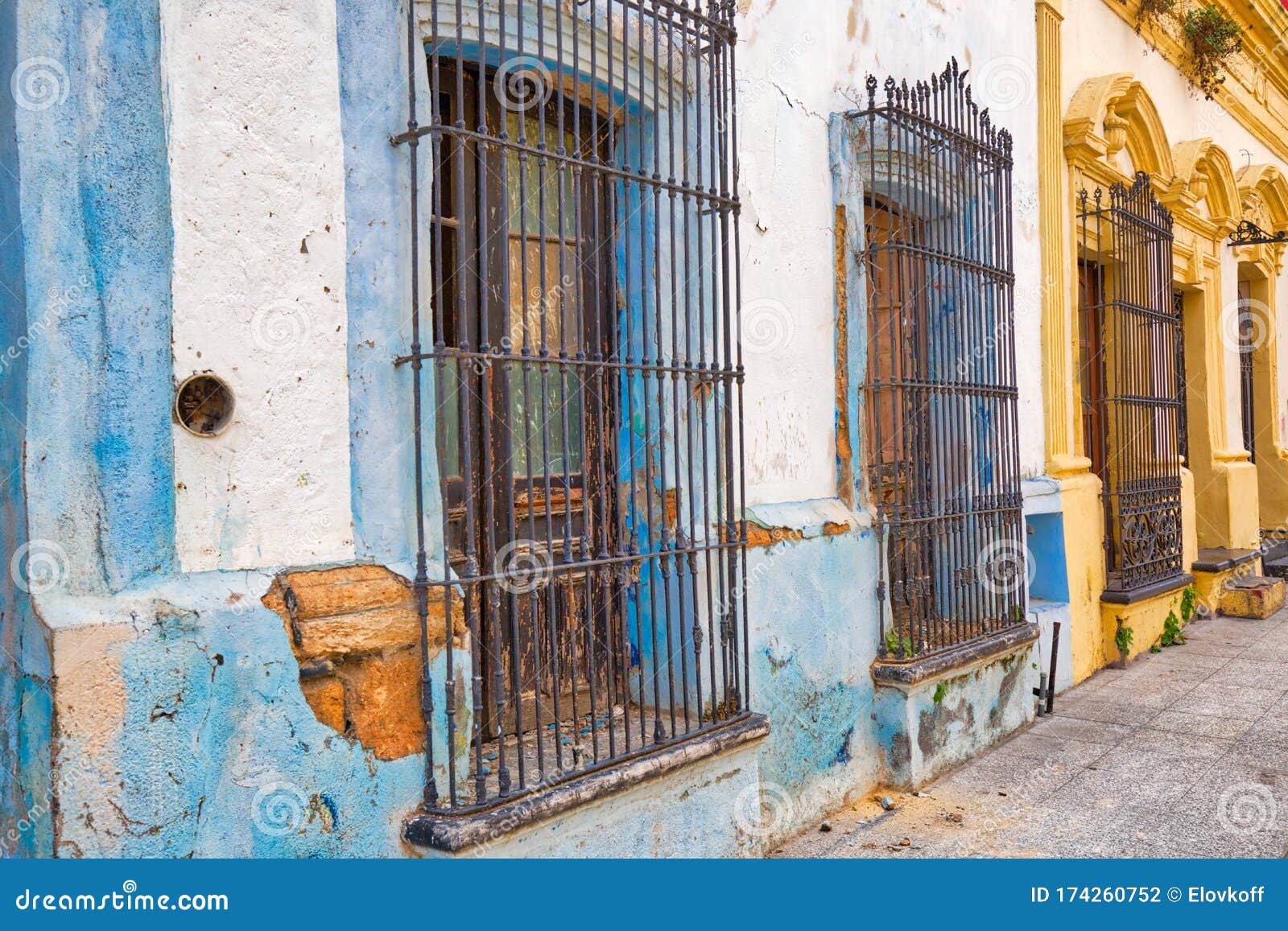 monterrey, colorful historic buildings in the center of the old city barrio antiguo