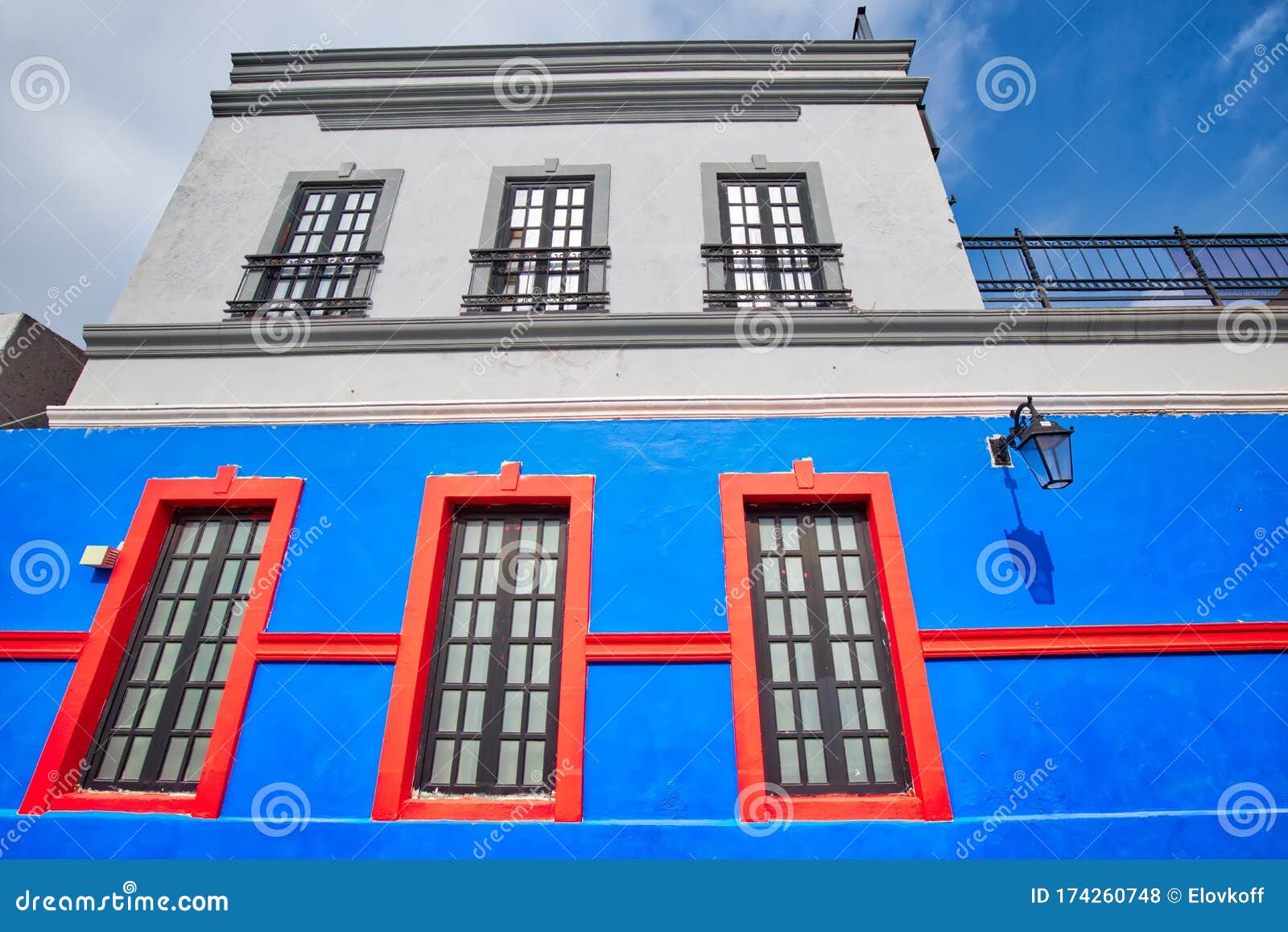 monterrey, colorful historic buildings in the center of the old city barrio antiguo at a peak tourist season