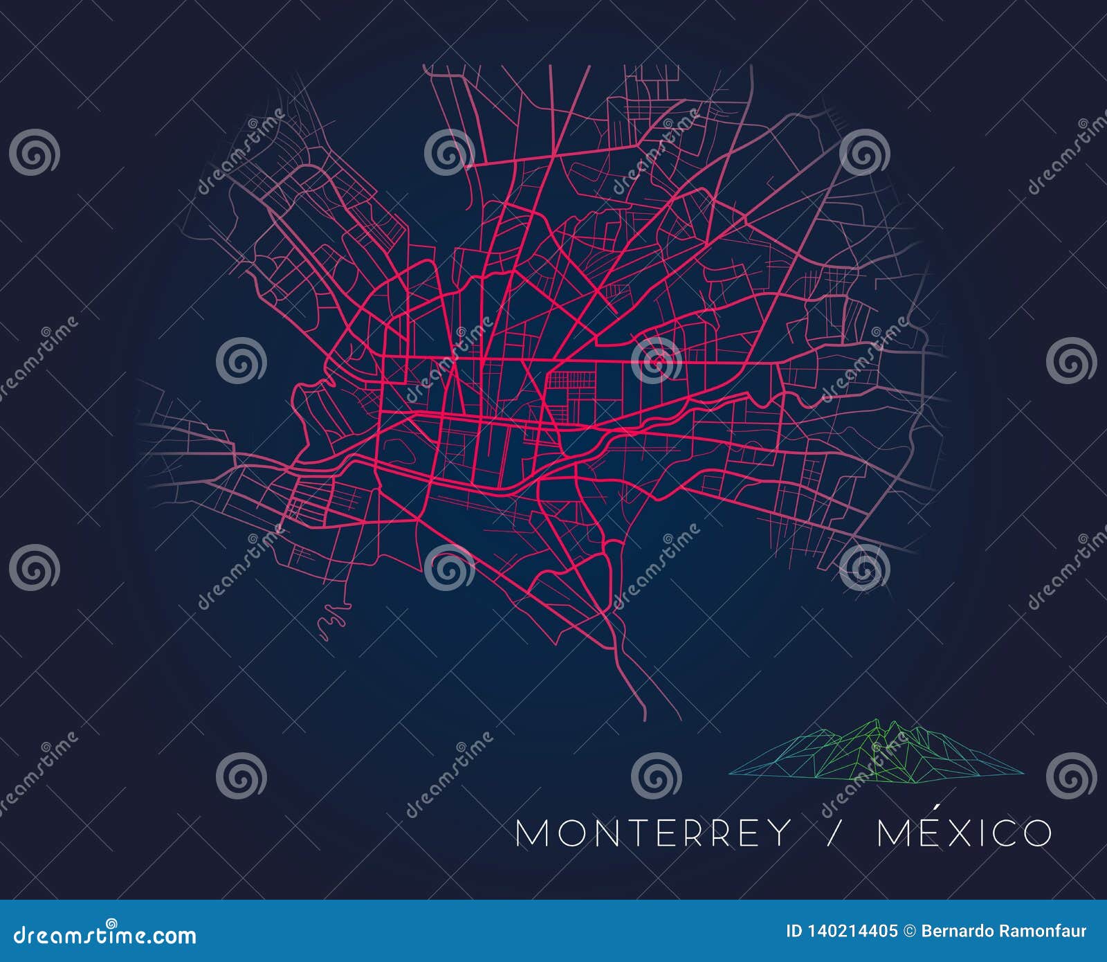monterrey mexico city map digital 