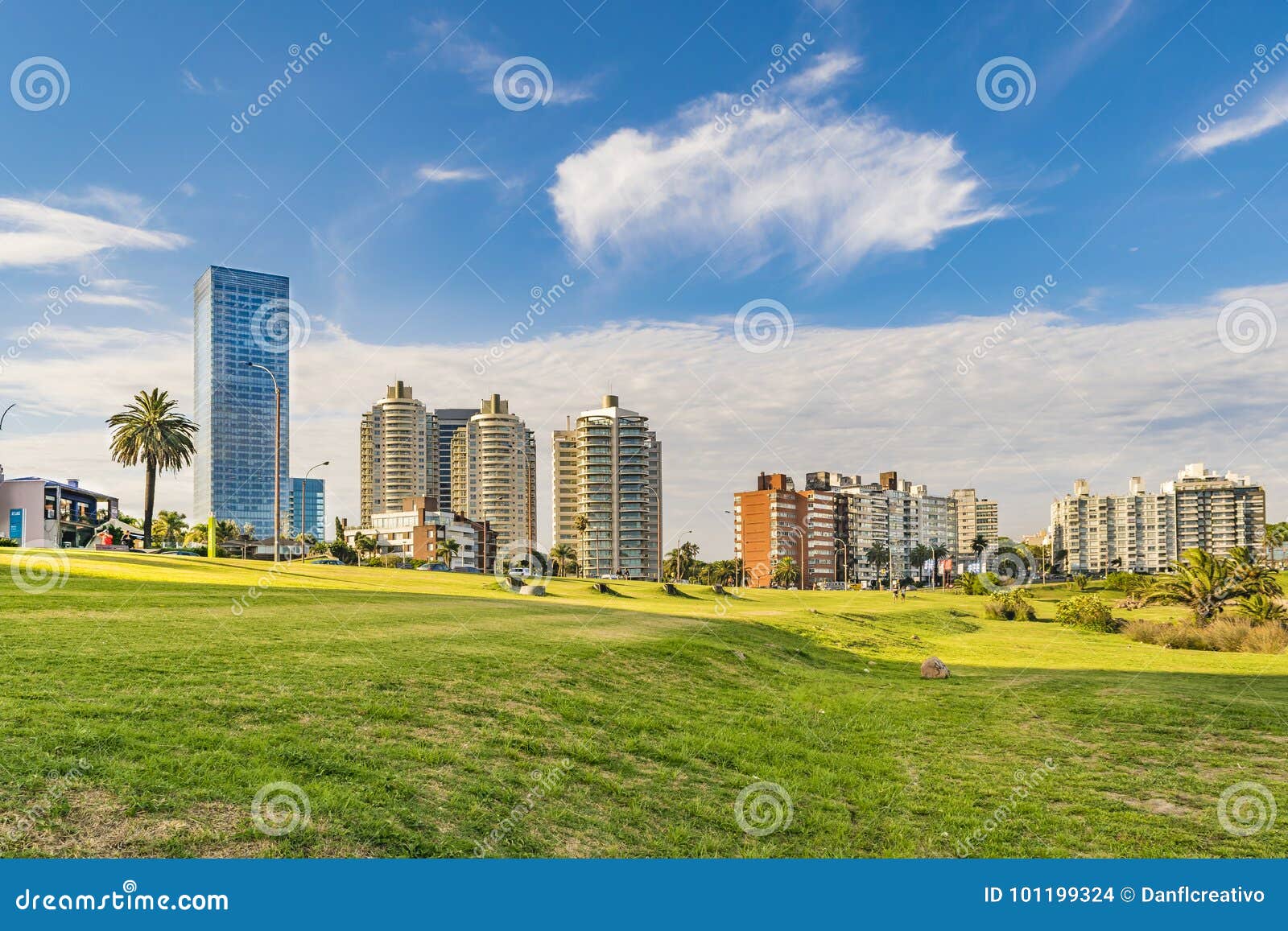 montevideo cityscape at summer time