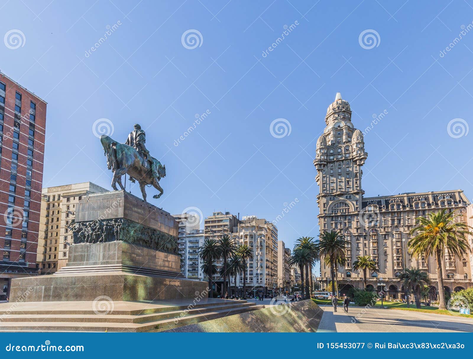 montevideo - july 02, 2017: palacio salvo in the center of the city of montevideo, uruguay