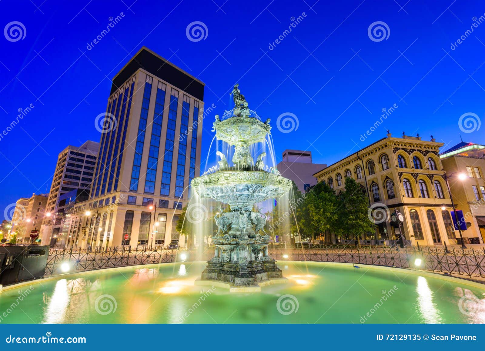 Montgomery Alabama Fountain Stock Image Image of night, buildings
