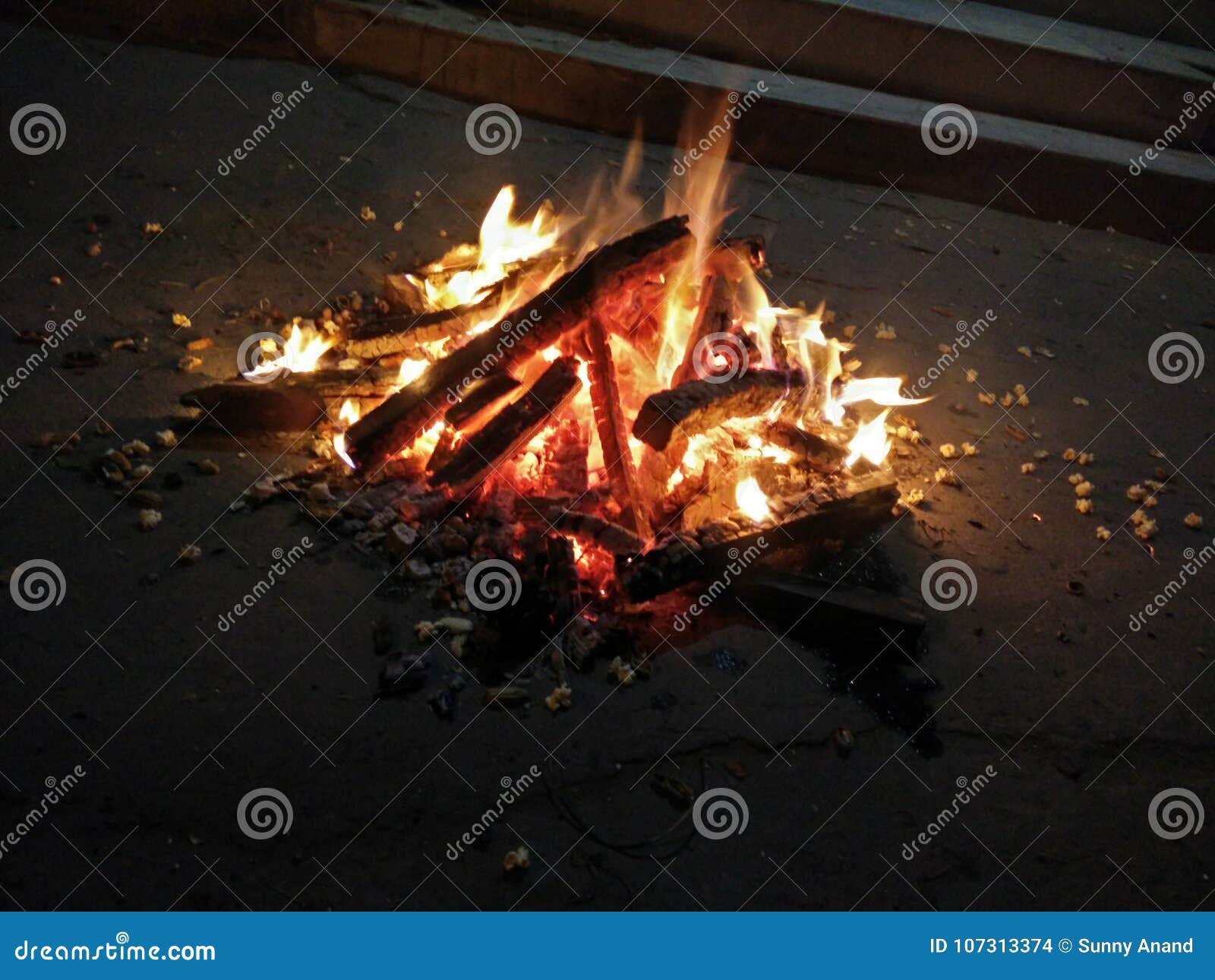 Indian Festival Lohri Celebrated by Lightning Wooden Bonfire Stock ...