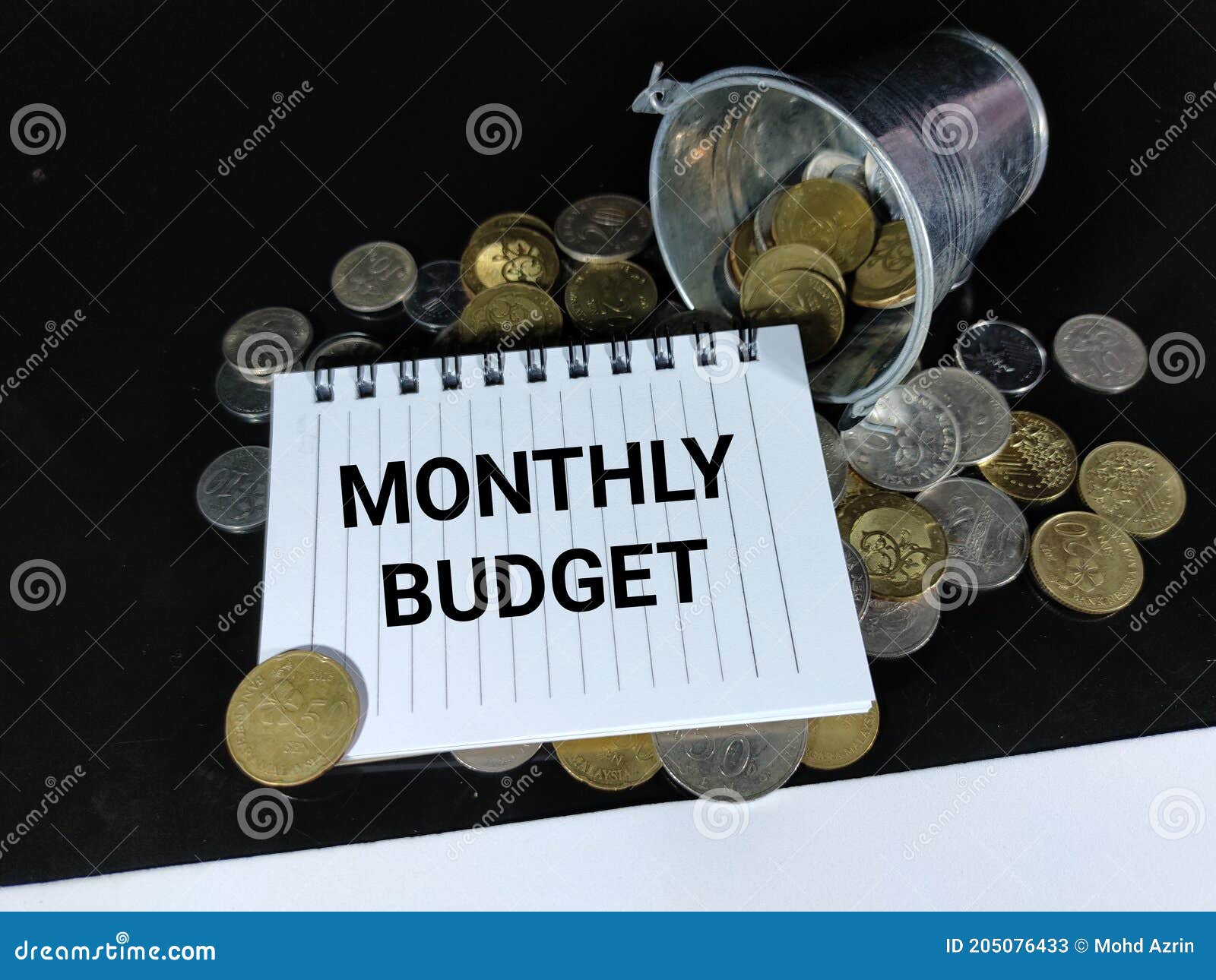 MONTHLY BUDGET in Black Word on Notebook. Stock Image Image of