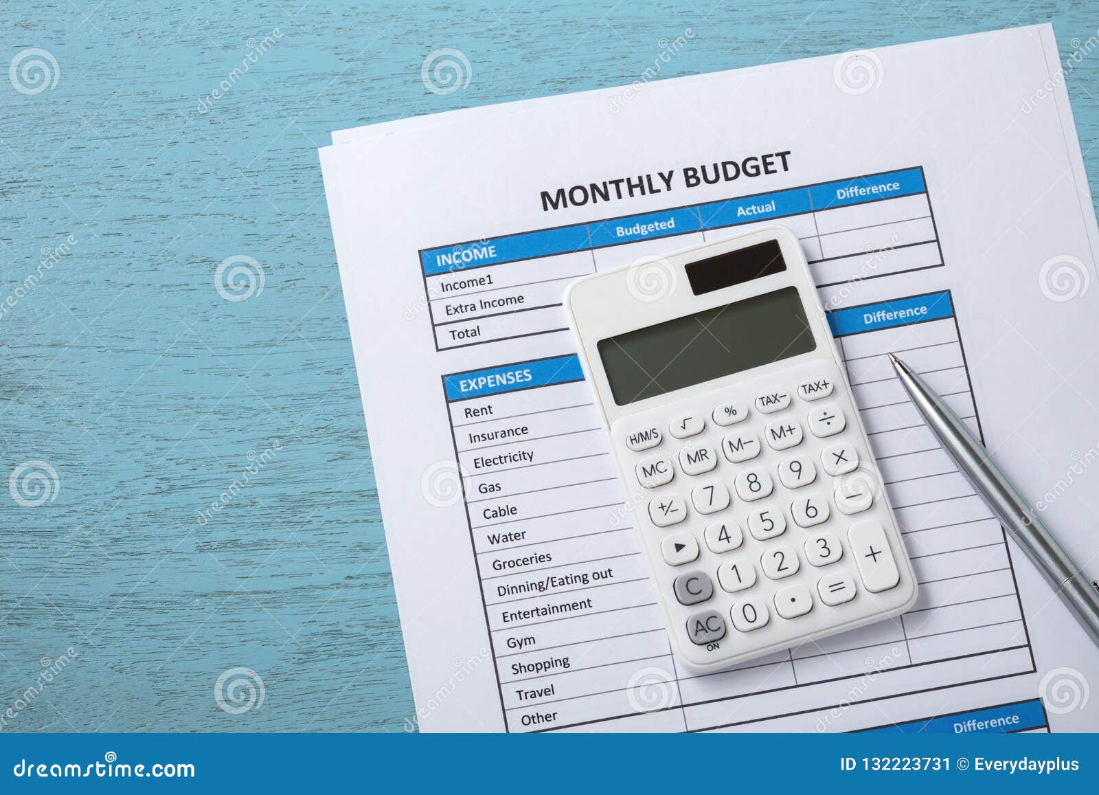 monthly budget concept on