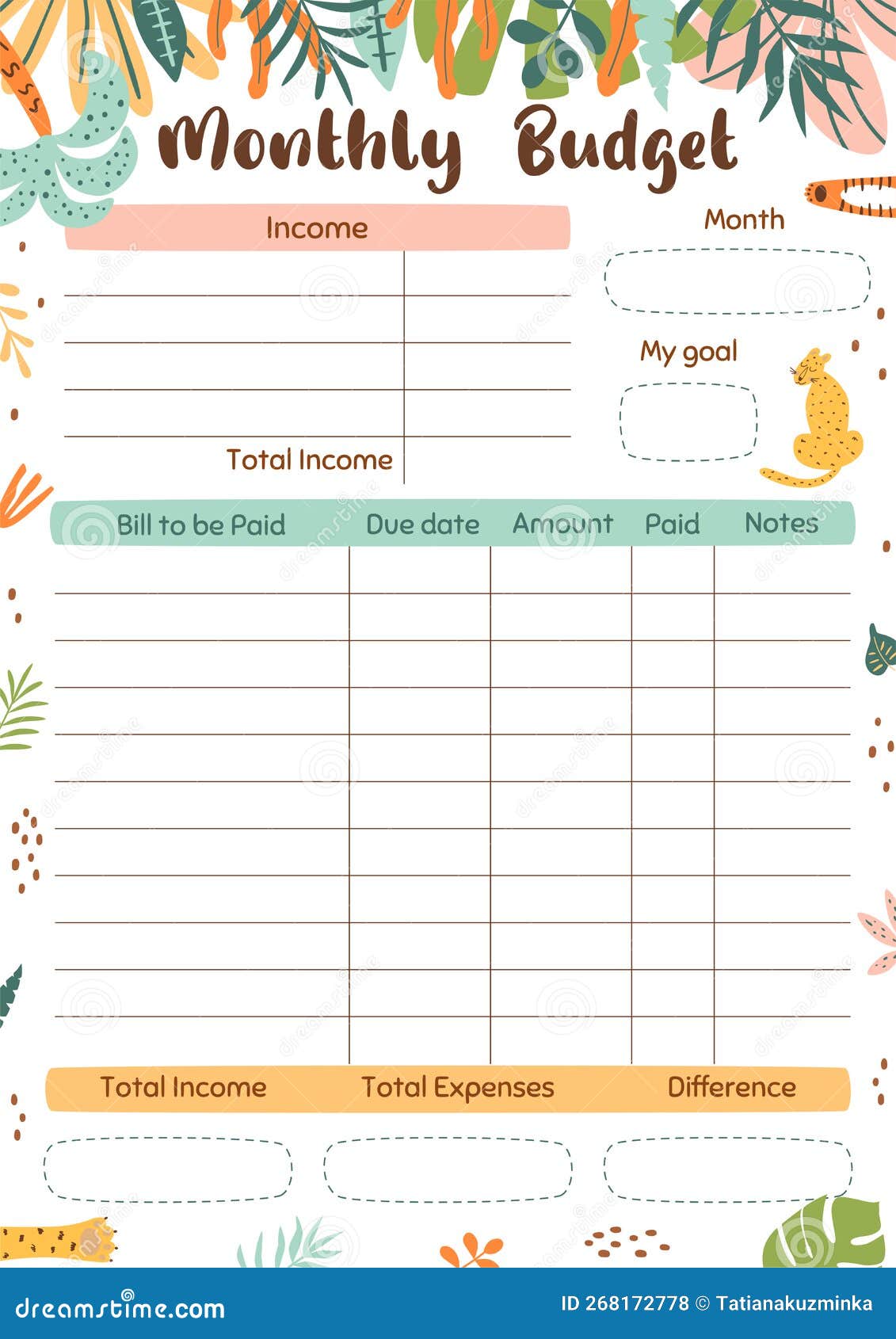 Premium Vector  Monthly budget planning simple template