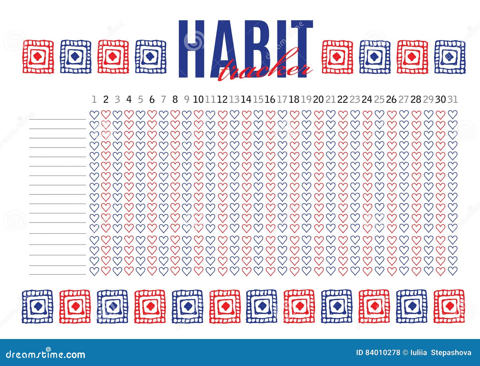 monthly planer habit tracker stock vector illustration of tracker calendar