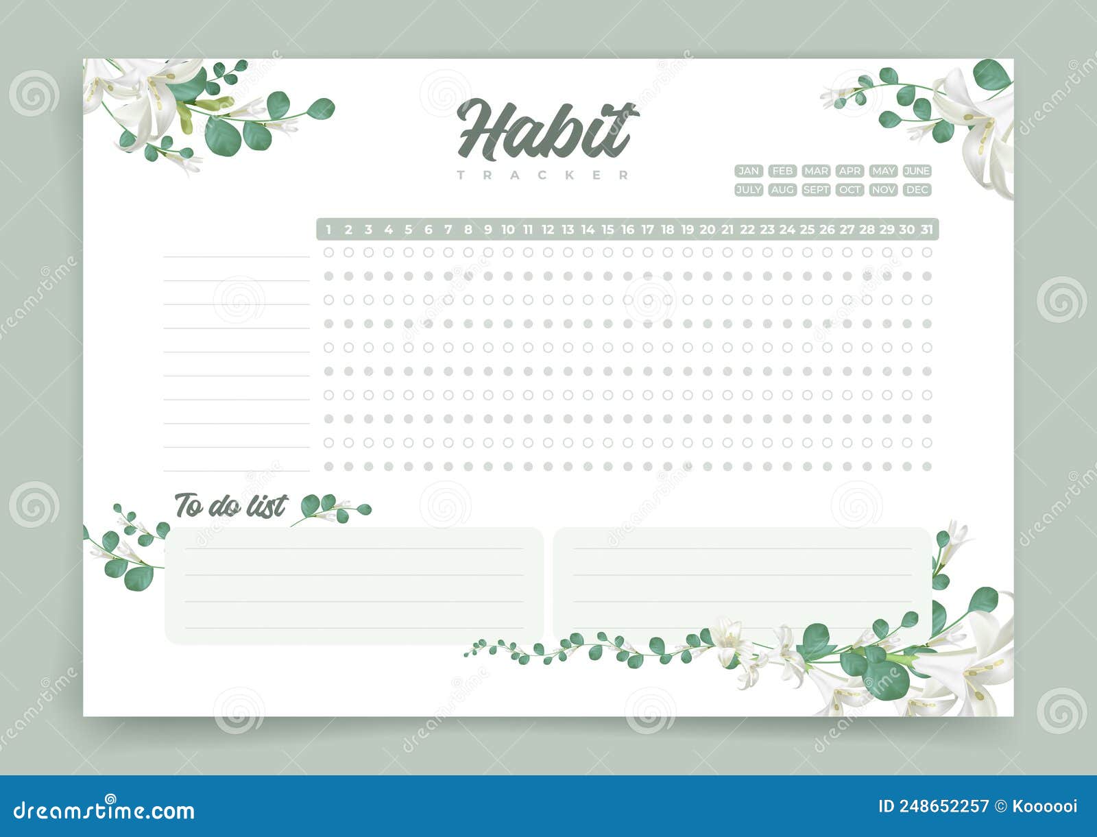 February monthly planner, weekly planner, habit tracker template