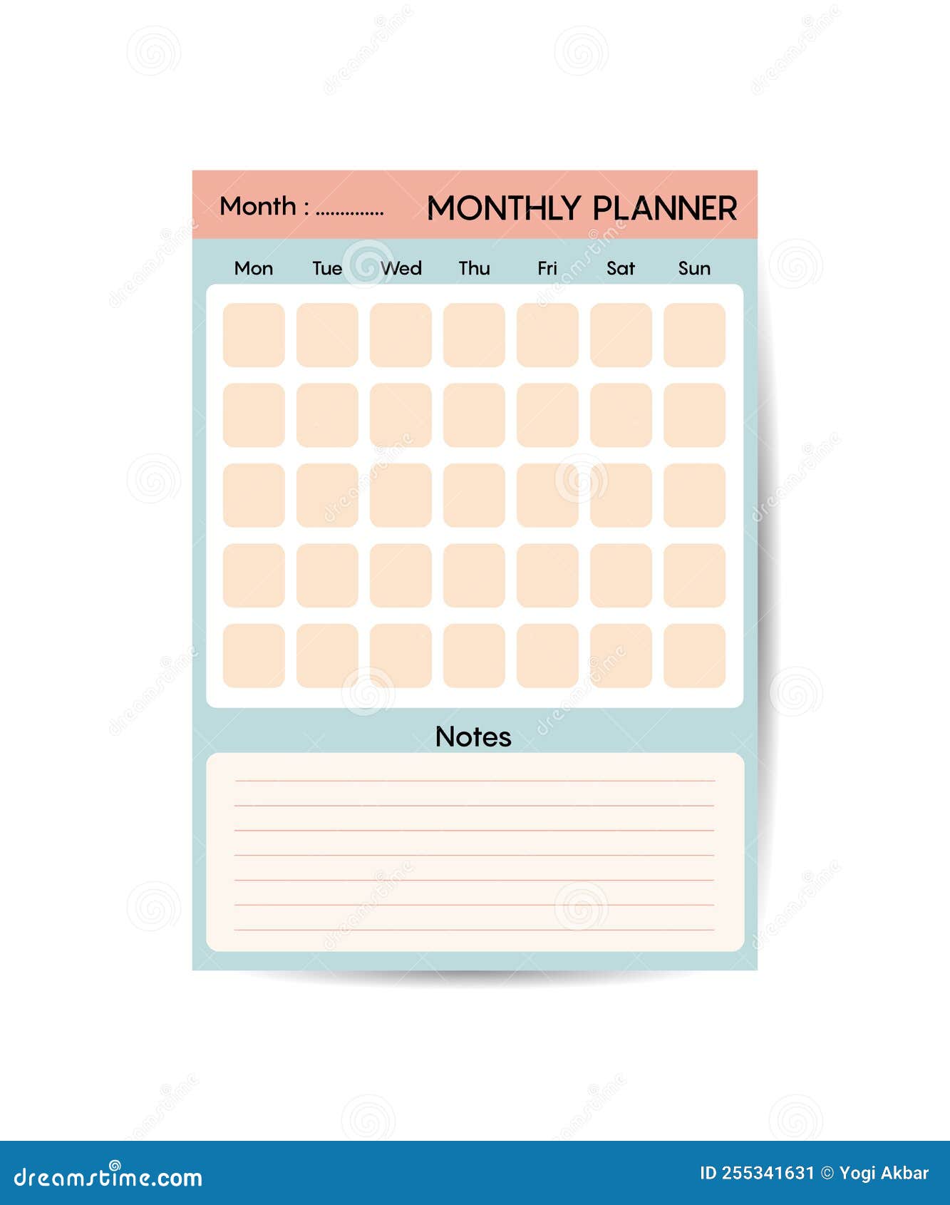 Monthly Planner Template Minimalist Planners Organizer Page Vector