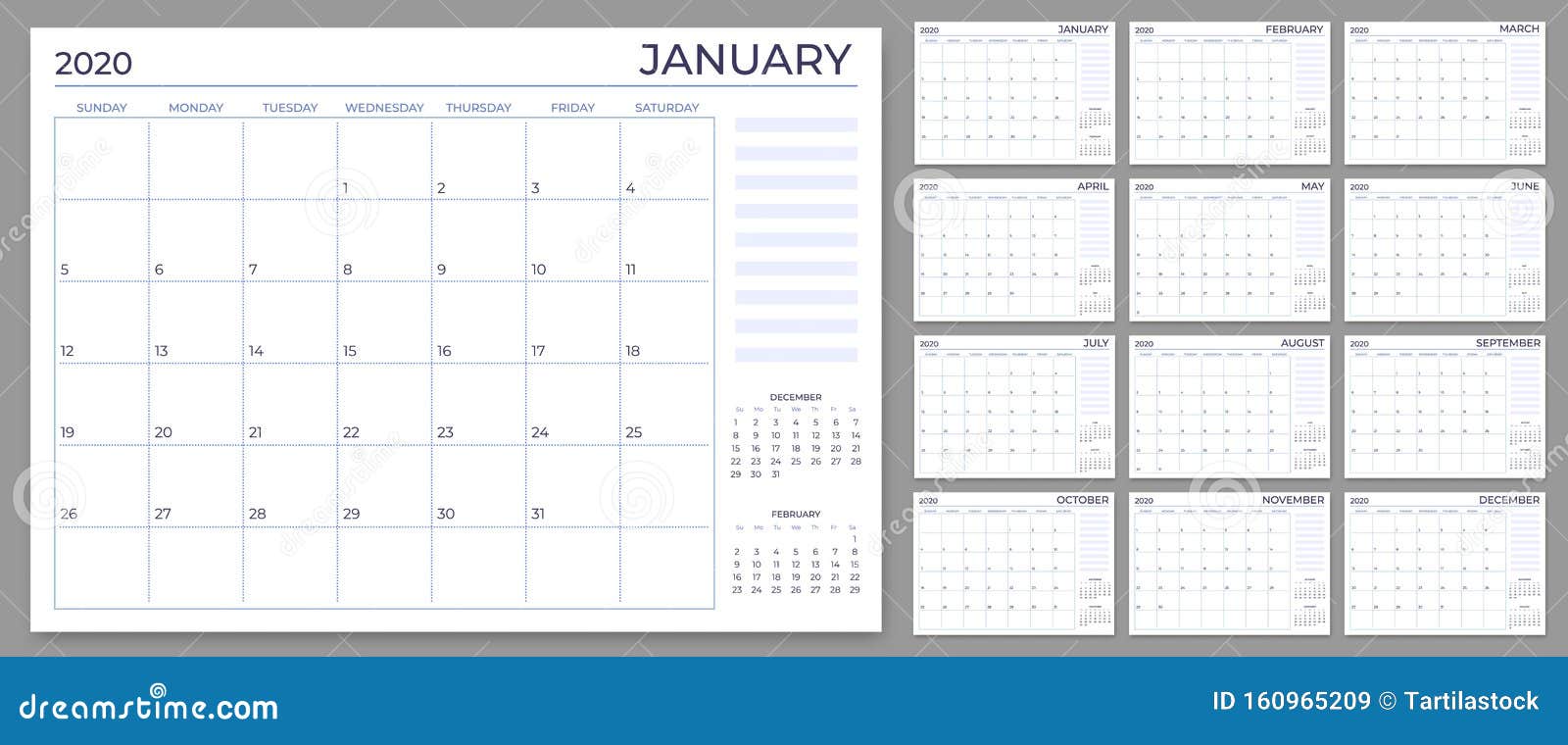 monthly planner template. year calendar notes grid, 2020 planners sheets and yearly scheduling calendars  set