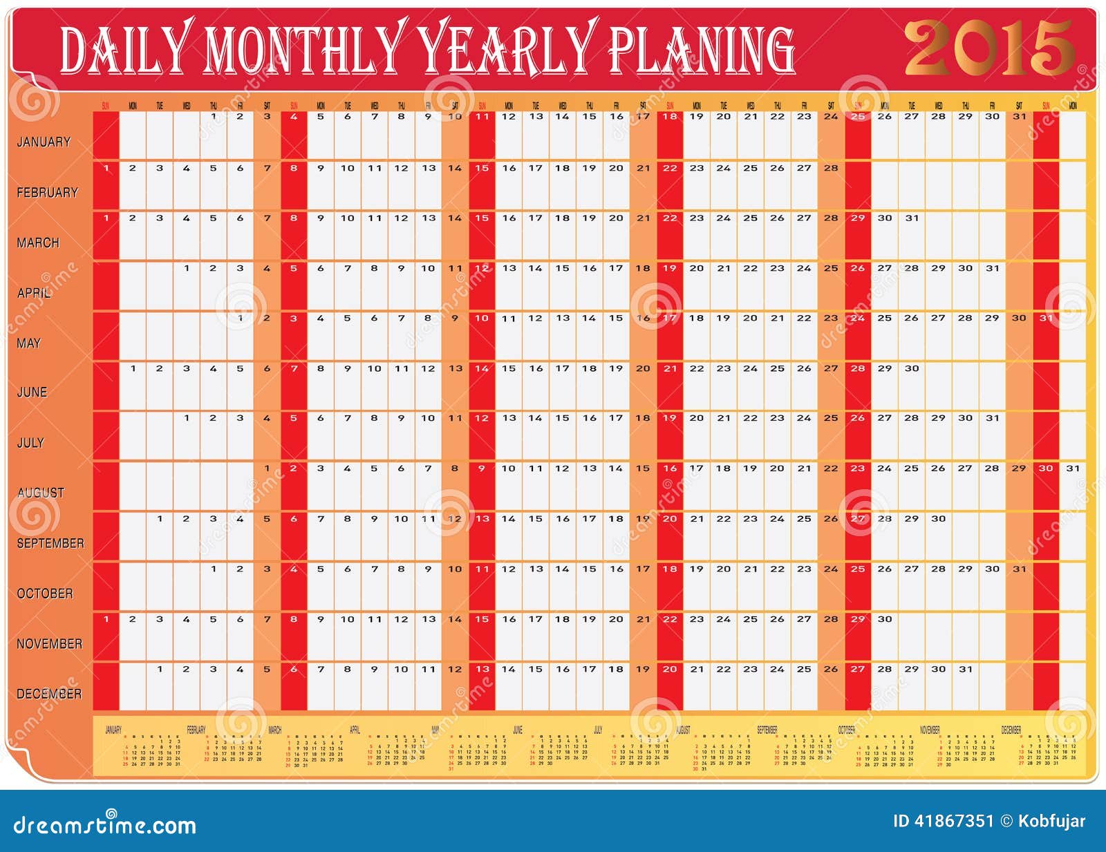 2015 Calendar Chart