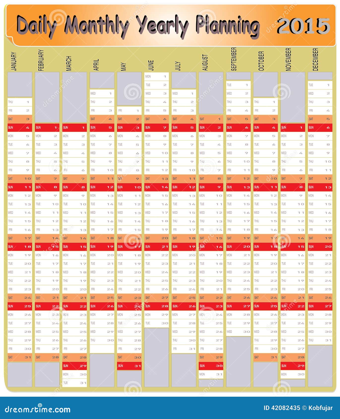 2015 Calendar Chart