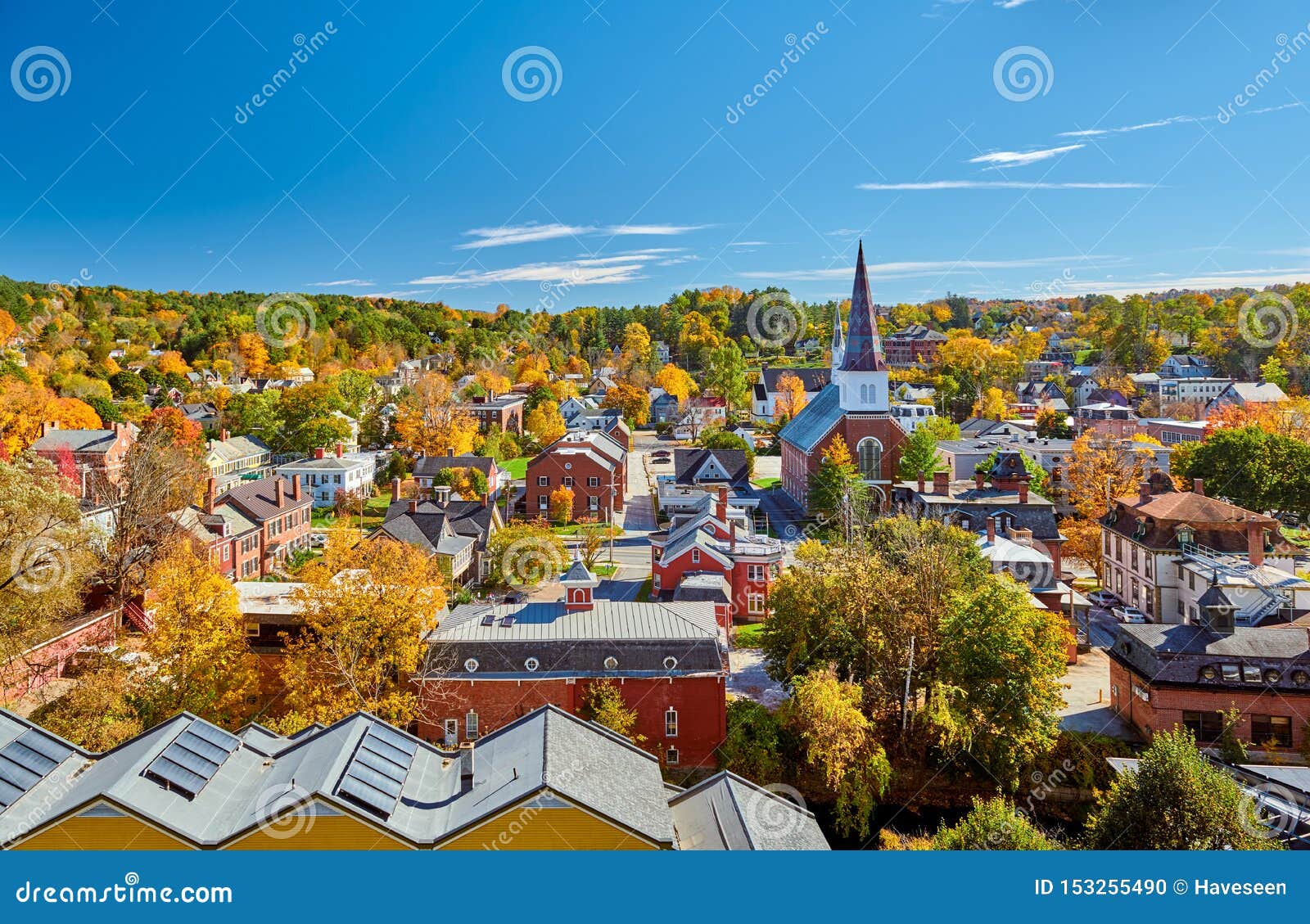 Montpelier Town Skyline In Autumn Vermont Usa Stock Photo Image Of