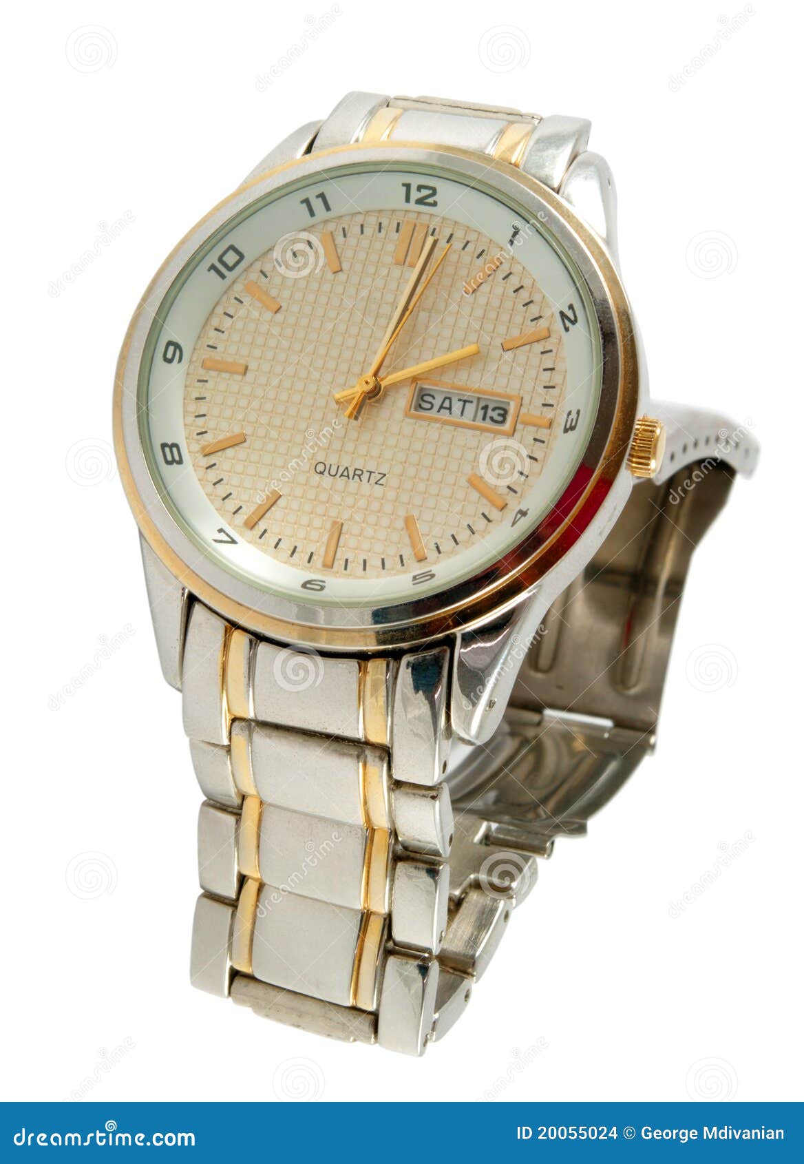 Montre élégante d'homme au-dessus du fond blanc